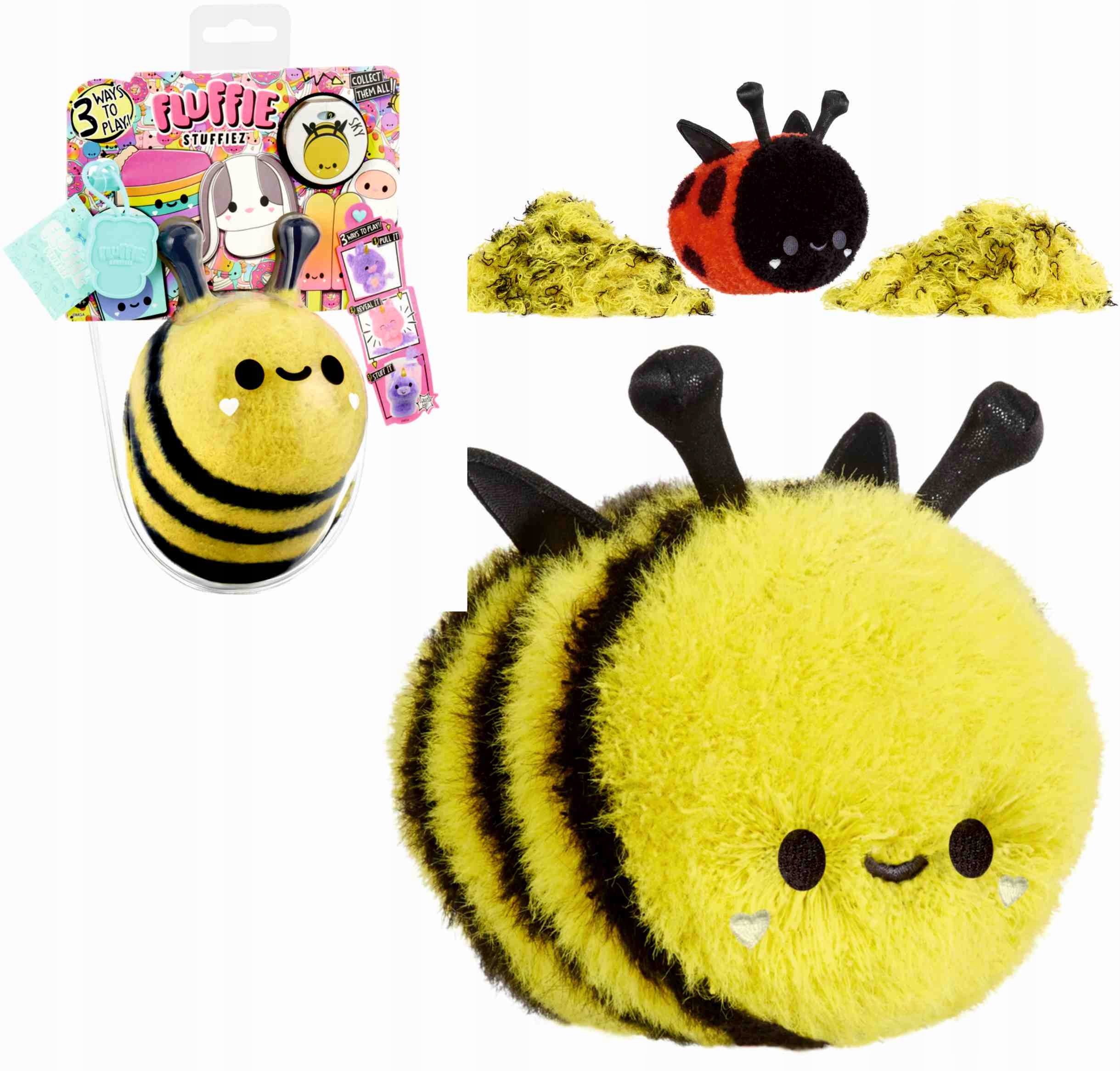 MGA Entertainment Fluffie Stuffiez Small - Pszczoła/Latający Żuk – Miękki Pluszak Pełen Niespodzianek