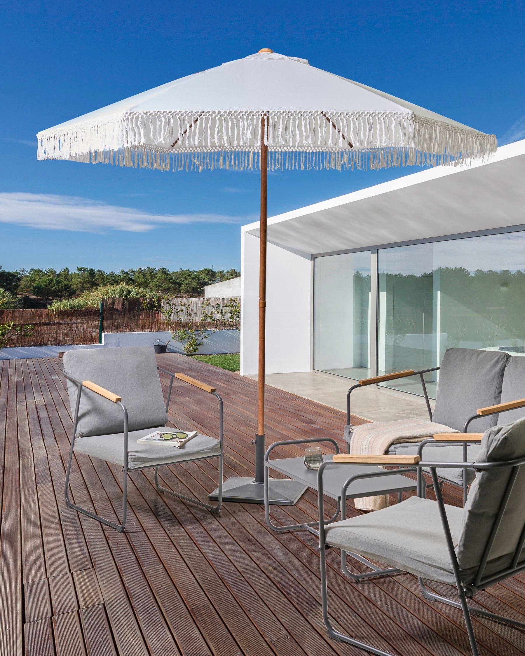 Parasol ogrodowy 258 cm MURASA Biały – Elegancja i funkcjonalność w Twoim ogrodzie