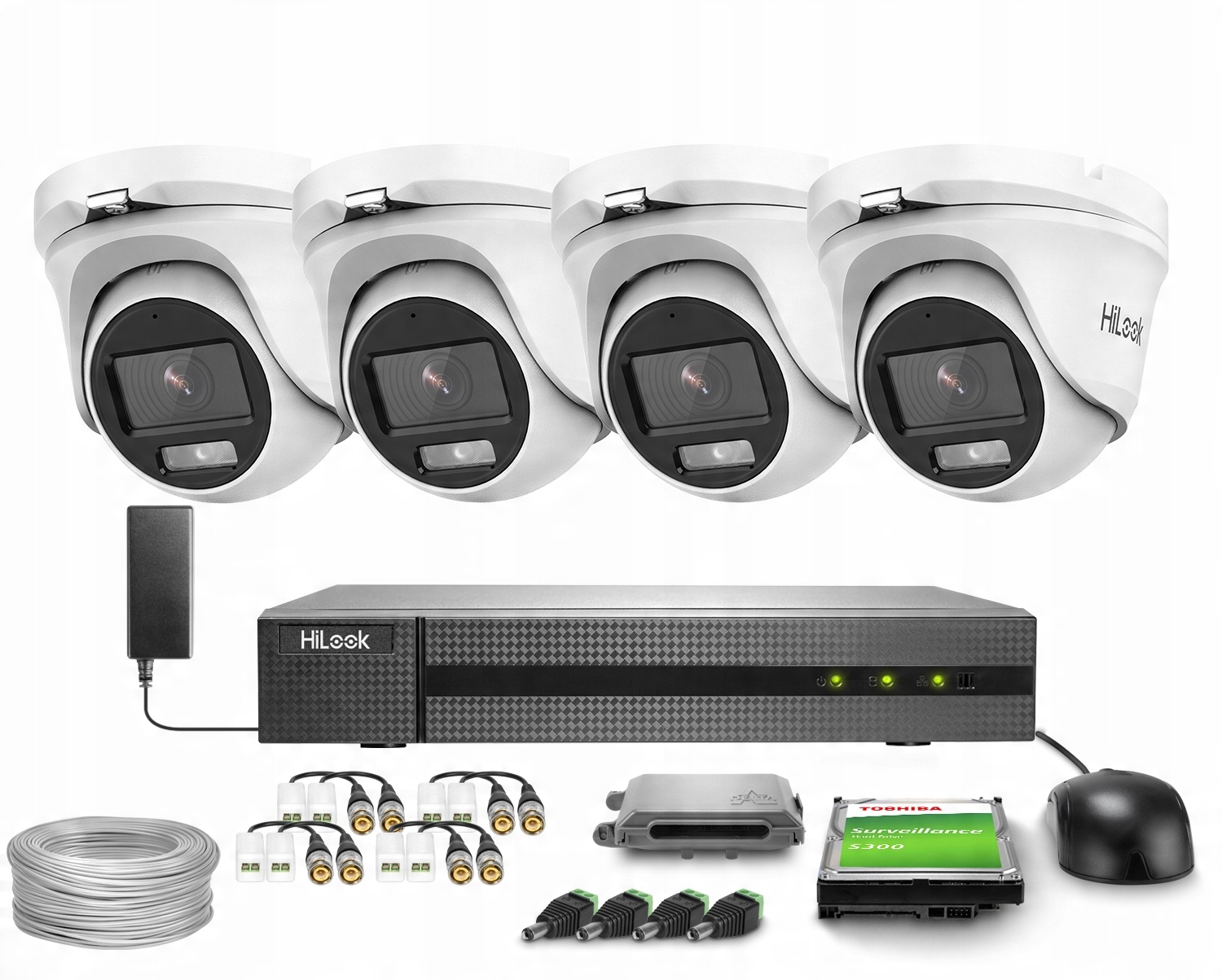 Zestaw do monitoringu 4x TVICAM-T2M-20DL, DVR-4CH-4MP HiLook by Hikvision – Kompleksowe rozwiązanie dla Twojego bezpieczeństwa