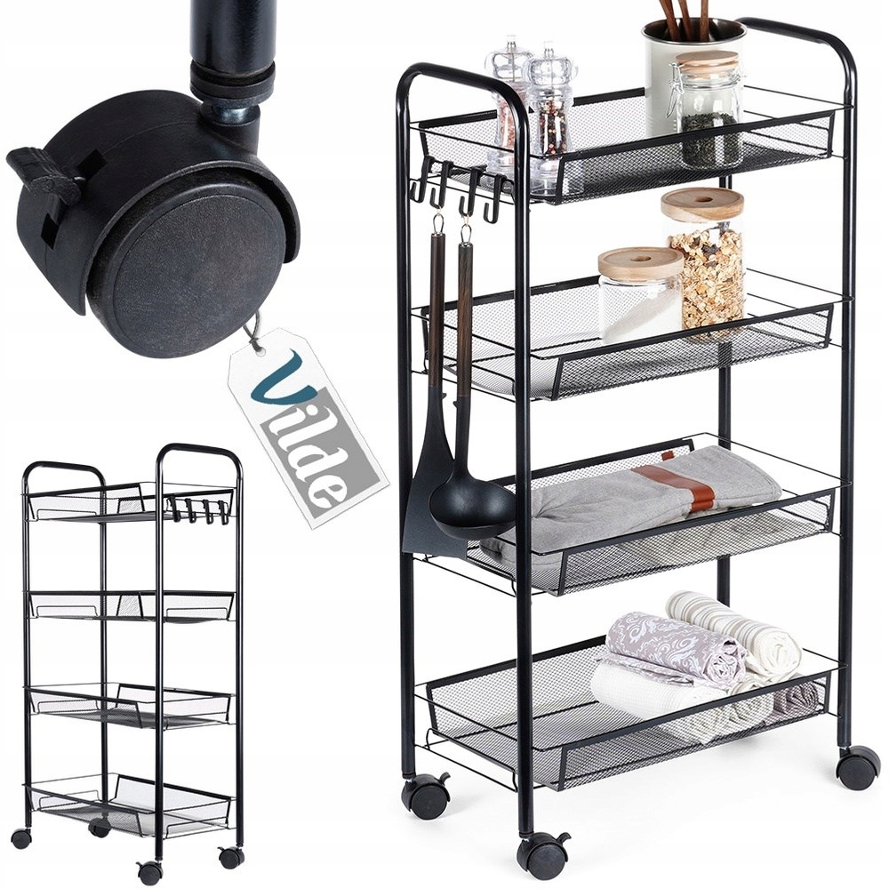 Mobilny regał na kółkach – Idealny do kuchni, łazienki i biura