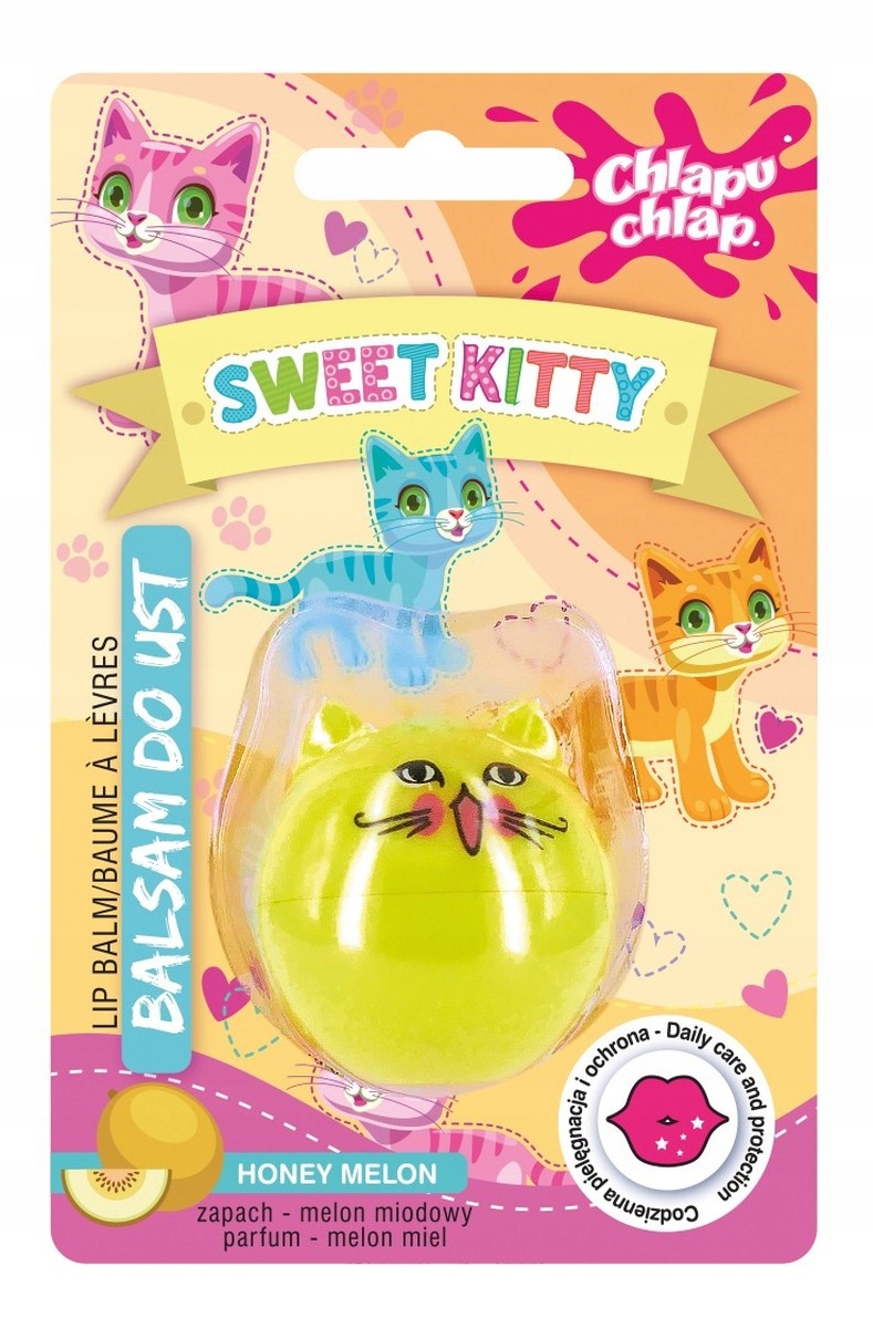 Chlapu Chlap Błyszczyk do ust Sweet Kitty – Miodowy Melon – Idealny dla Małych Księżniczek