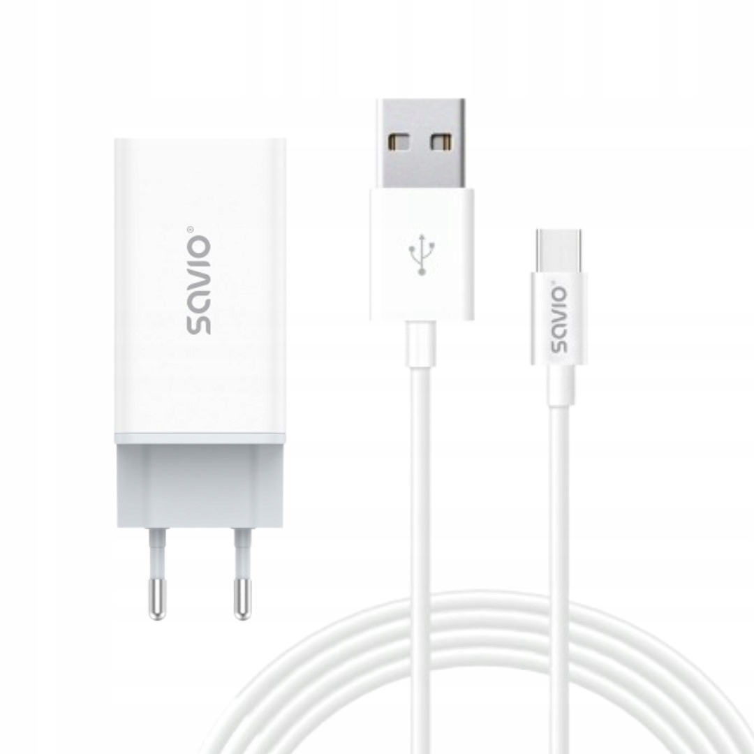 Ładowarka sieciowa 65W GaN LA-07 z kablem USB-A-USB typ C 1m, biała – Nowoczesne rozwiązanie do ładowania