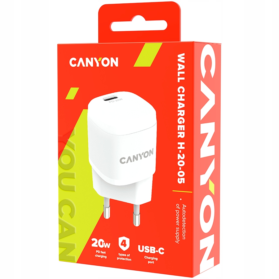 Ładowarka Canyon Zasilacz CANYON H-20-05 USB/USB-C, 20 W – Idealne zasilanie dla Twojego laptopa