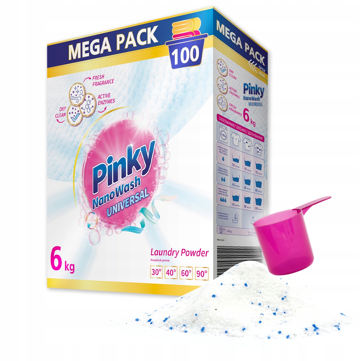 Proszek do prania uniwersalny 100 prań 6kg NanoWash Universal PINKY – Doskonała jakość prania