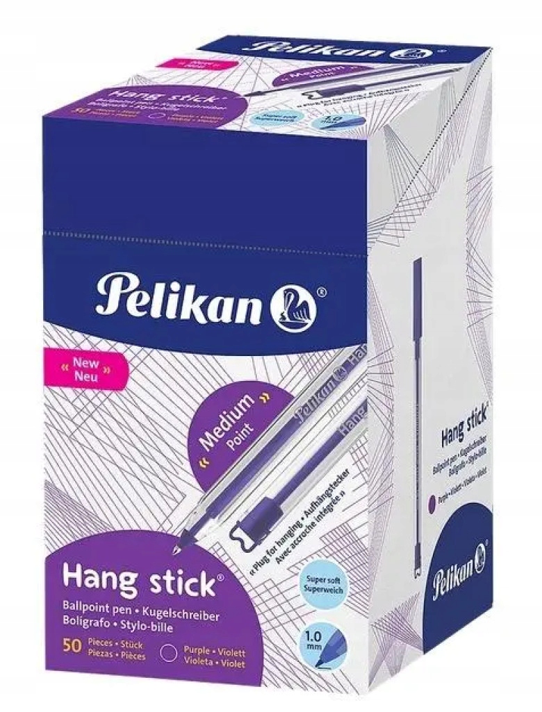 Długopis Hang Stick fioletowy (50szt) PELIKAN – Idealny wybór do biura
