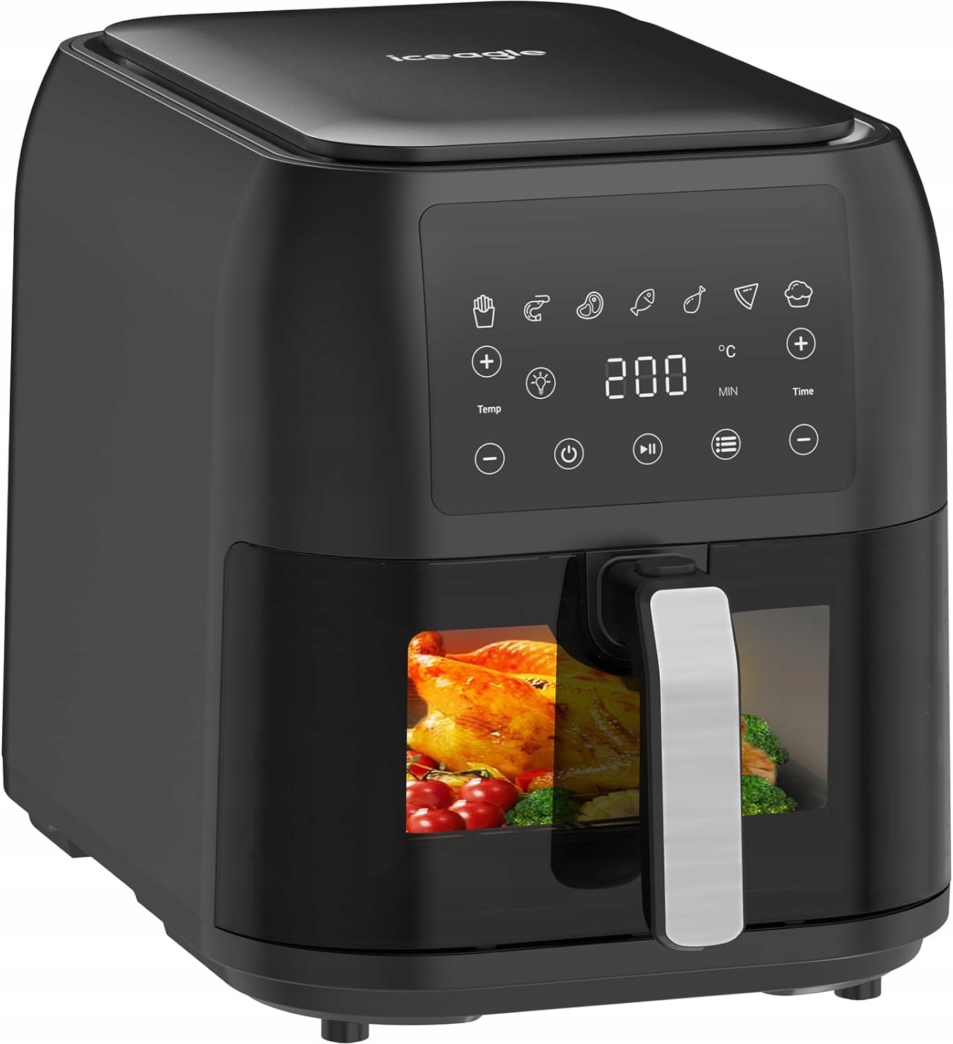 Duże przezroczyste okno z oświetleniem wewnętrznym