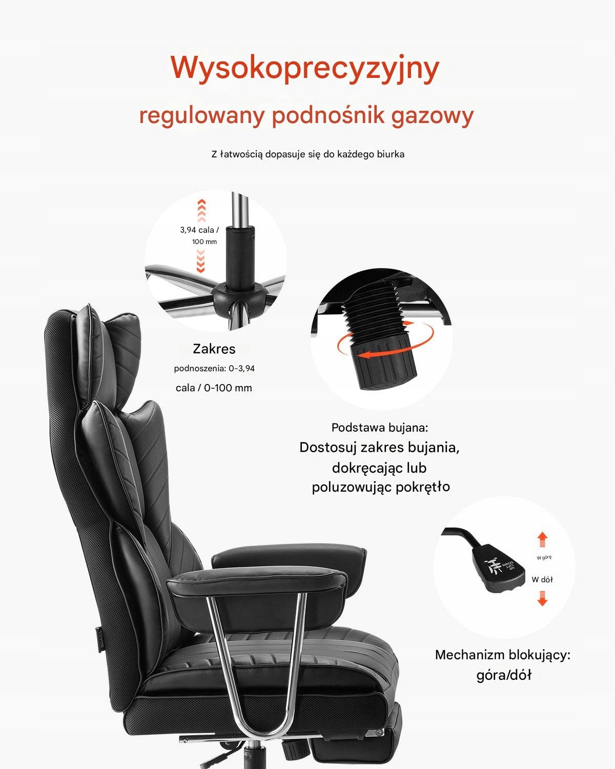 Regulowane podparcie lędźwiowe – Dostosuj do swoich potrzeb