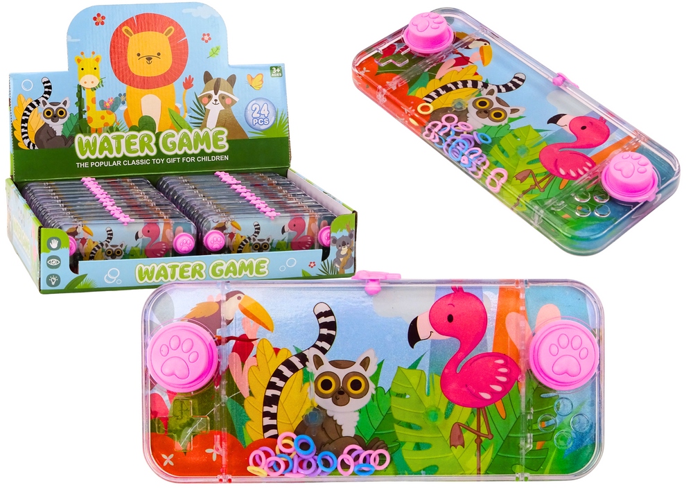 LeanToys Gra Wodna Konsola Zręcznościowa Różowa Flaming Lemur Pad Kółeczka – Wciągająca zabawa dla dzieci