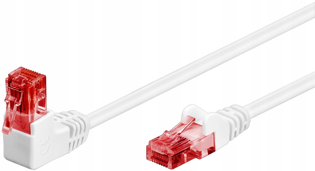 GOOBAY Patchcord U/UTP Kat. 6 Prosty / Kątowy 90° Biały 0,5m – Idealne rozwiązanie dla Twojej sieci