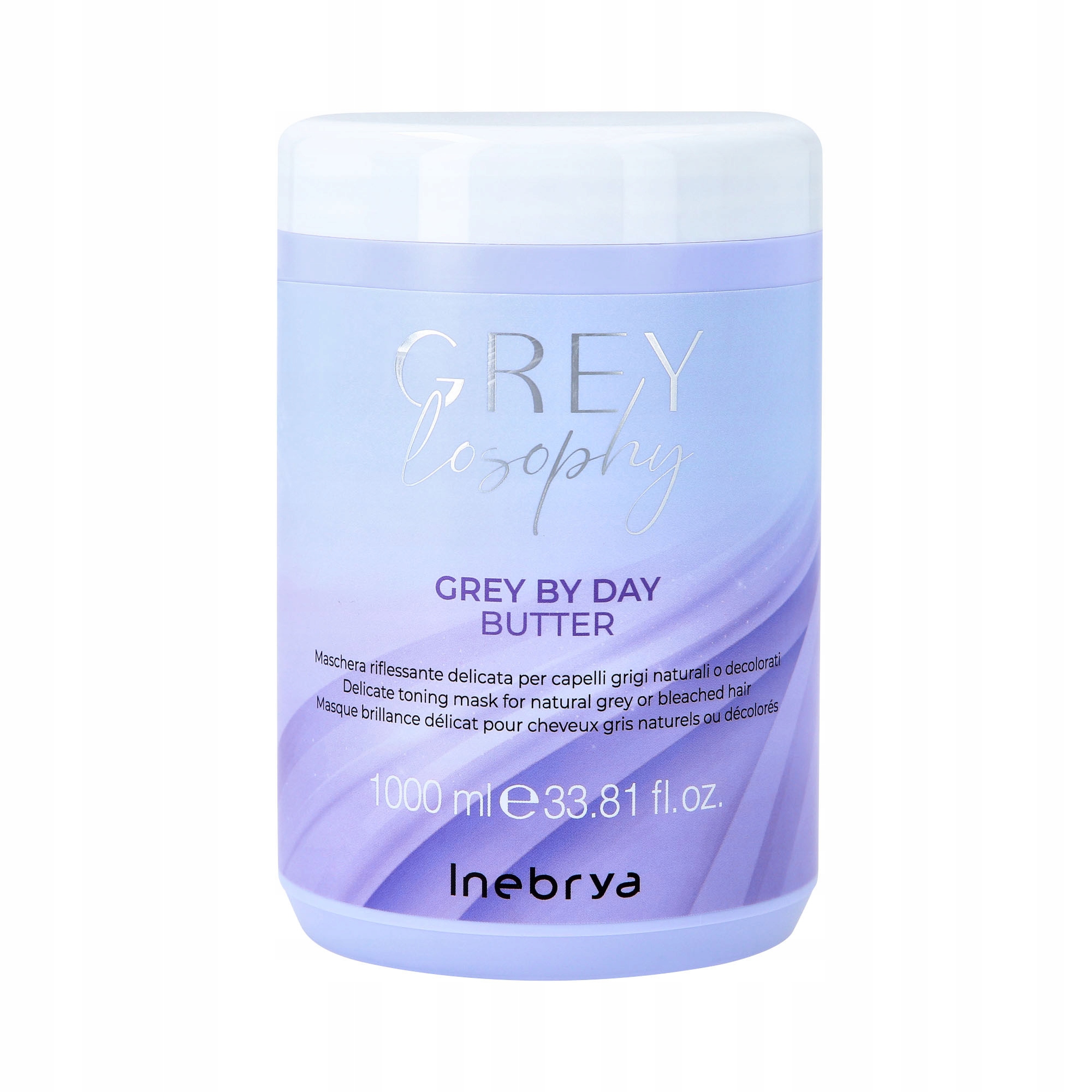 Inebrya Greylosophy Grey By Day – Rozświetlająca Maska do Włosów Siwych 1000ml