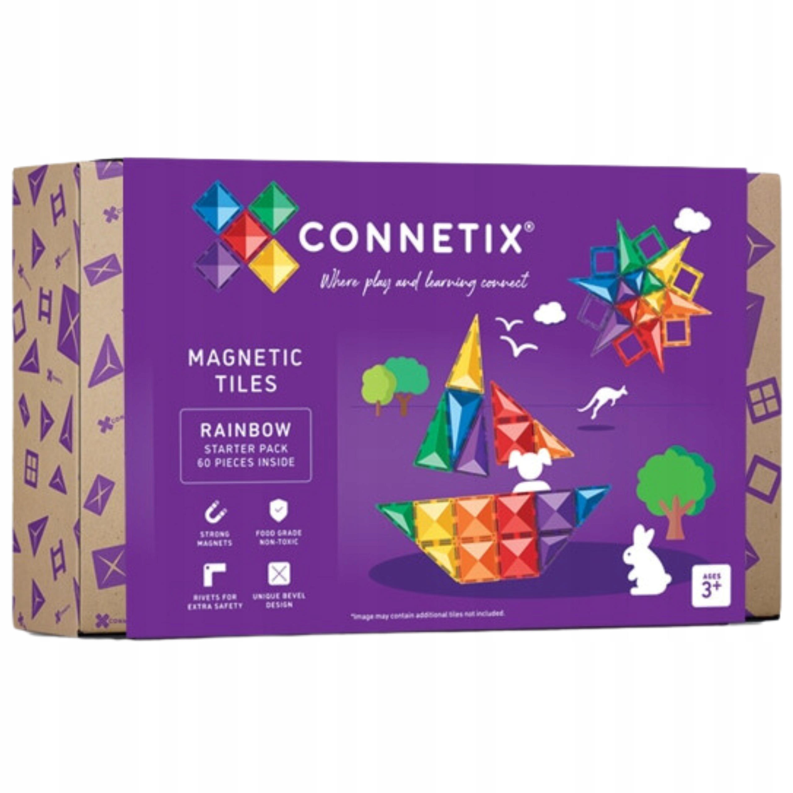 Klocki magnetyczne Connetix Rainbow Starter Pack 60 el. – Kreatywna zabawa dla dzieci od 3 roku życia