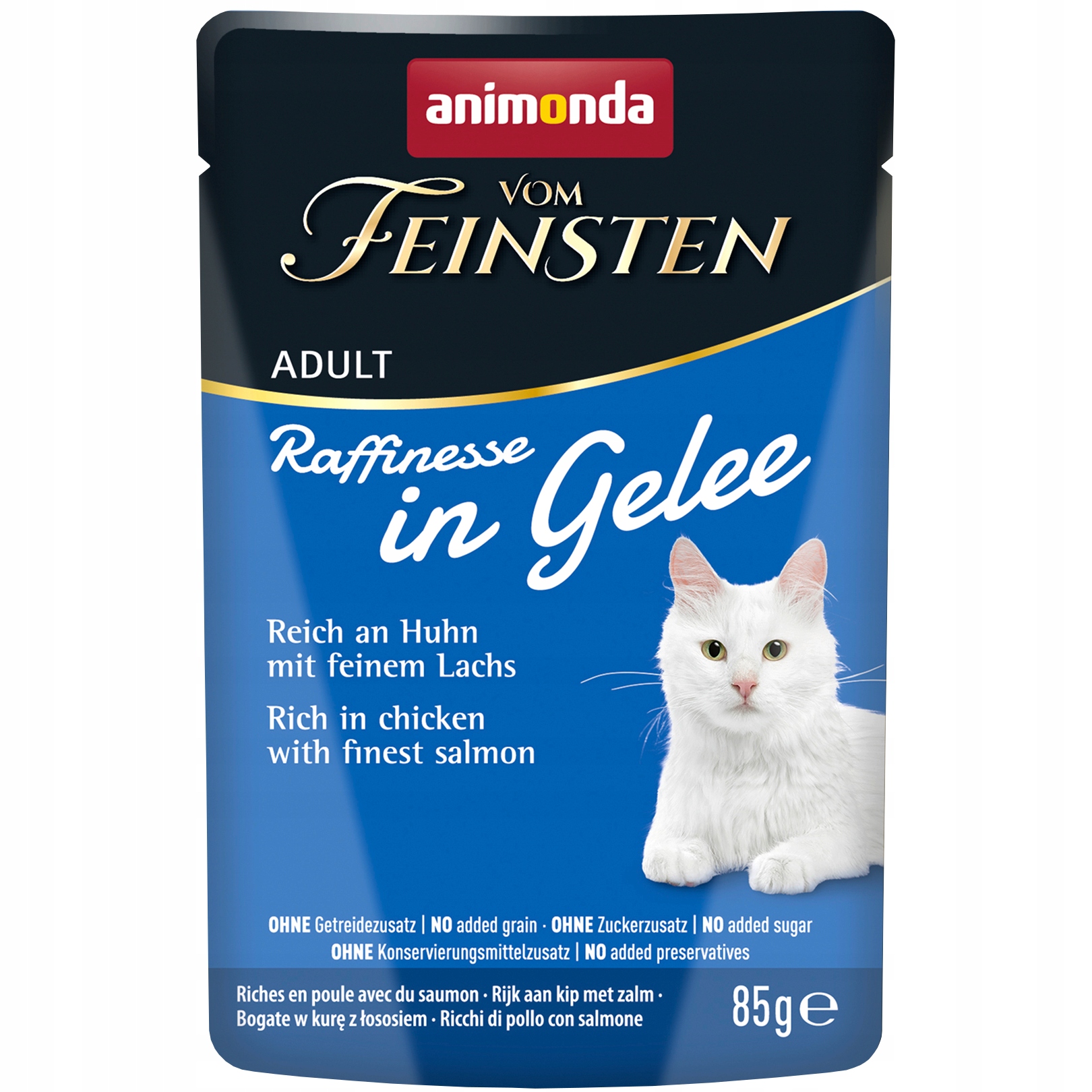 ANIMONDA Vom Feinsten Raffinesse KURCZAK Z ŁOSOSIEM 85g – Wyjątkowa karma dla kotów