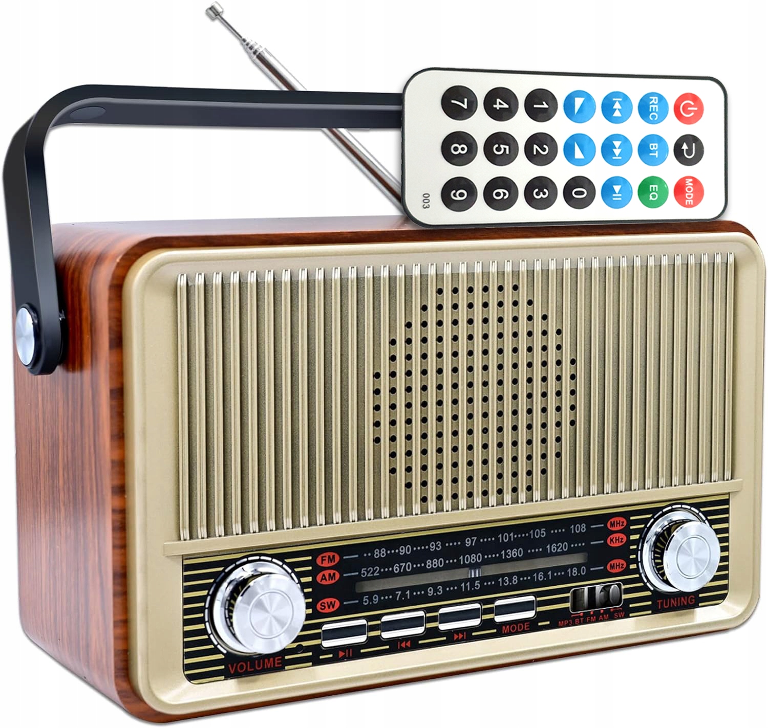 Портативное ретро-радио Raba с Bluetooth, FM, USB, SD, AUX и пультом дистанционного управления – стильное и функциональное