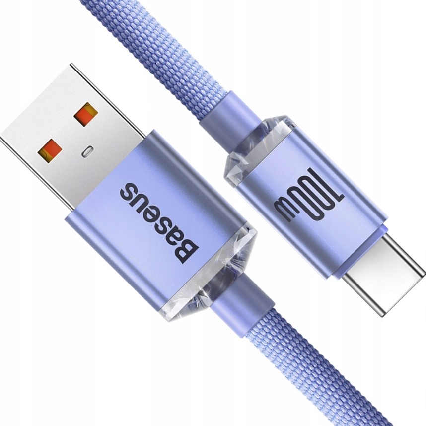 Kabel USB-A - USB-C 2 m Fioletowy Baseus Crystal Shine – Szybkie ładowanie i transfer danych