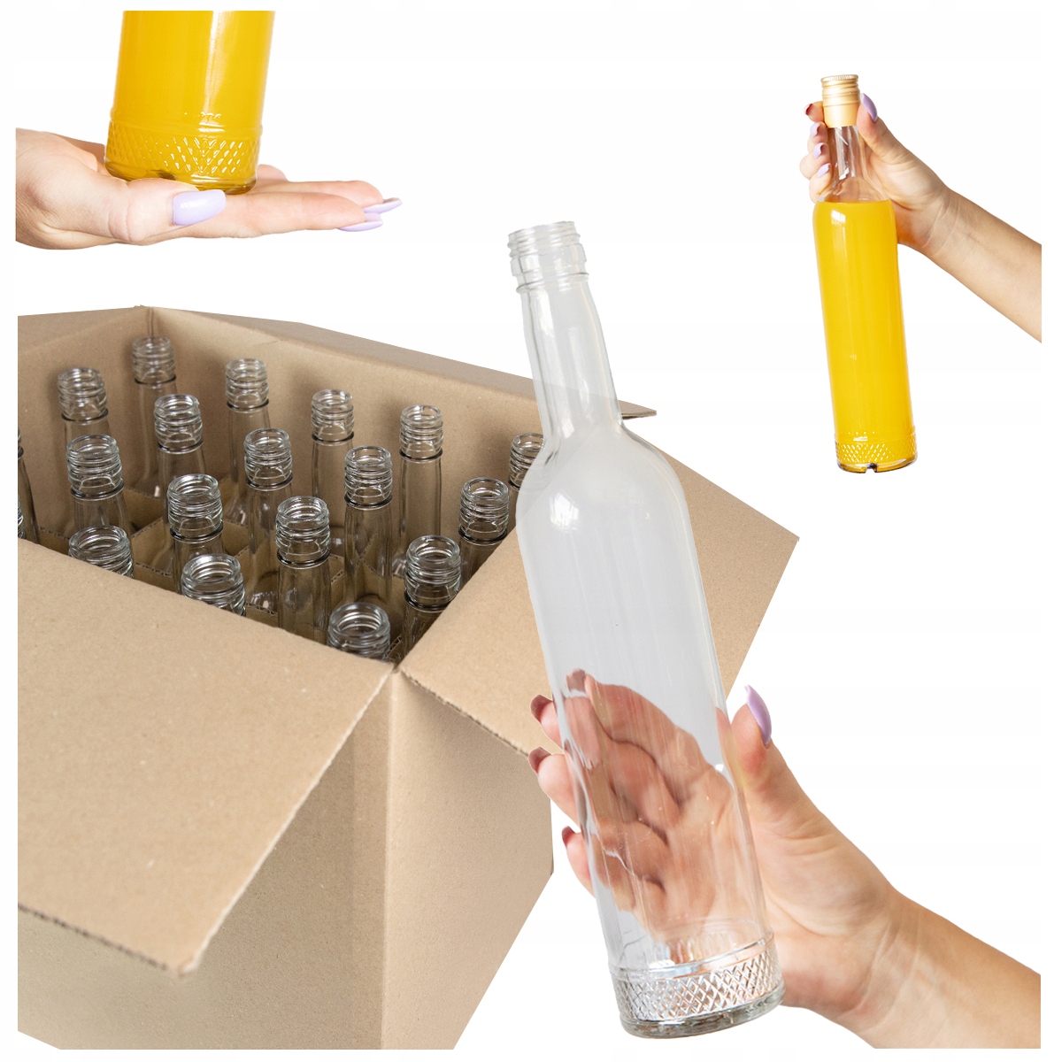 20x Butelki KRYSZTAŁ 500ml z zakrętką + KARTON KRATOWNICA na alkohol 0,5l – Idealne opakowanie na napoje