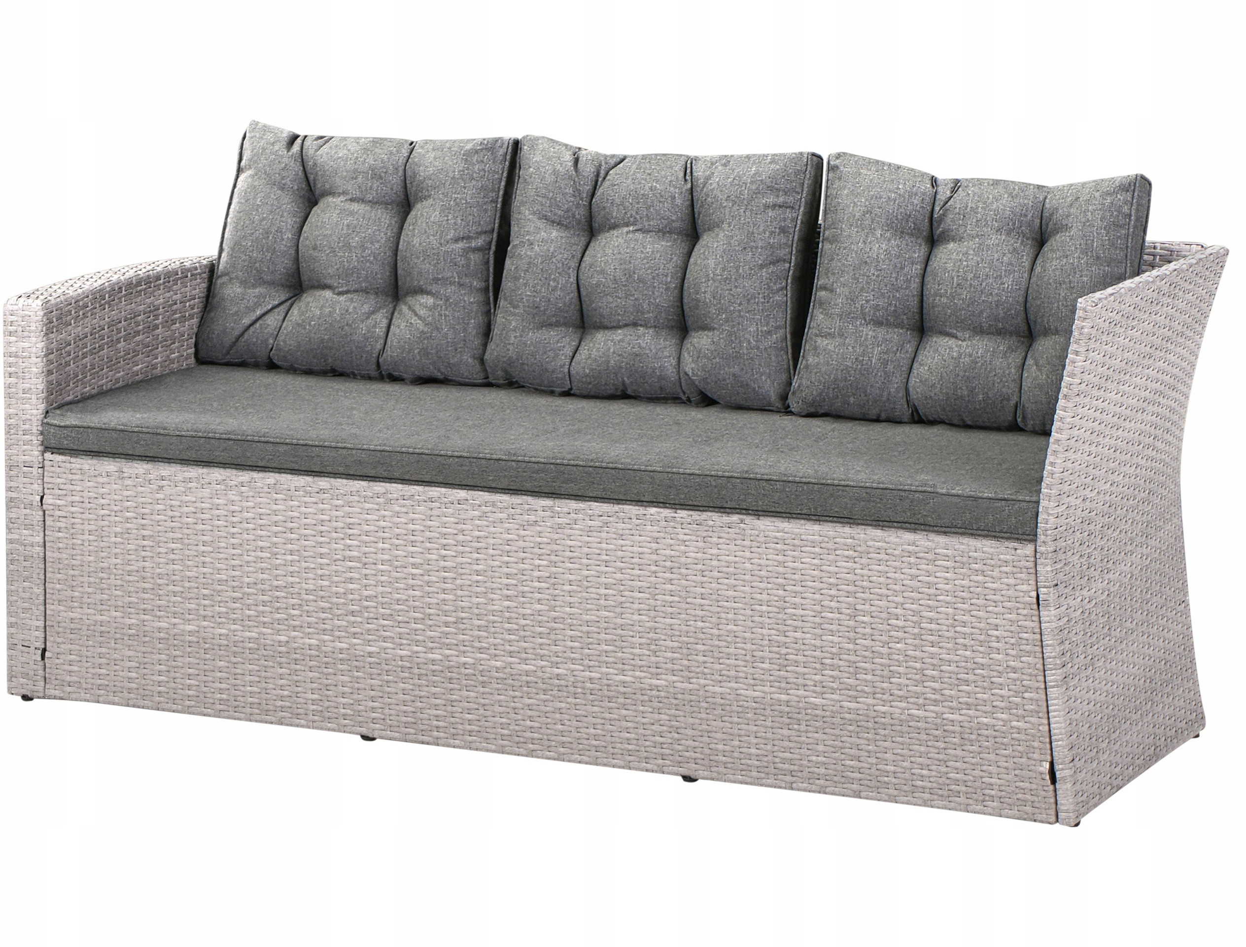 Sofa narożna ogrodowa z technorattanu 8 osobowa szara VITERBO – Idealne miejsce do relaksu