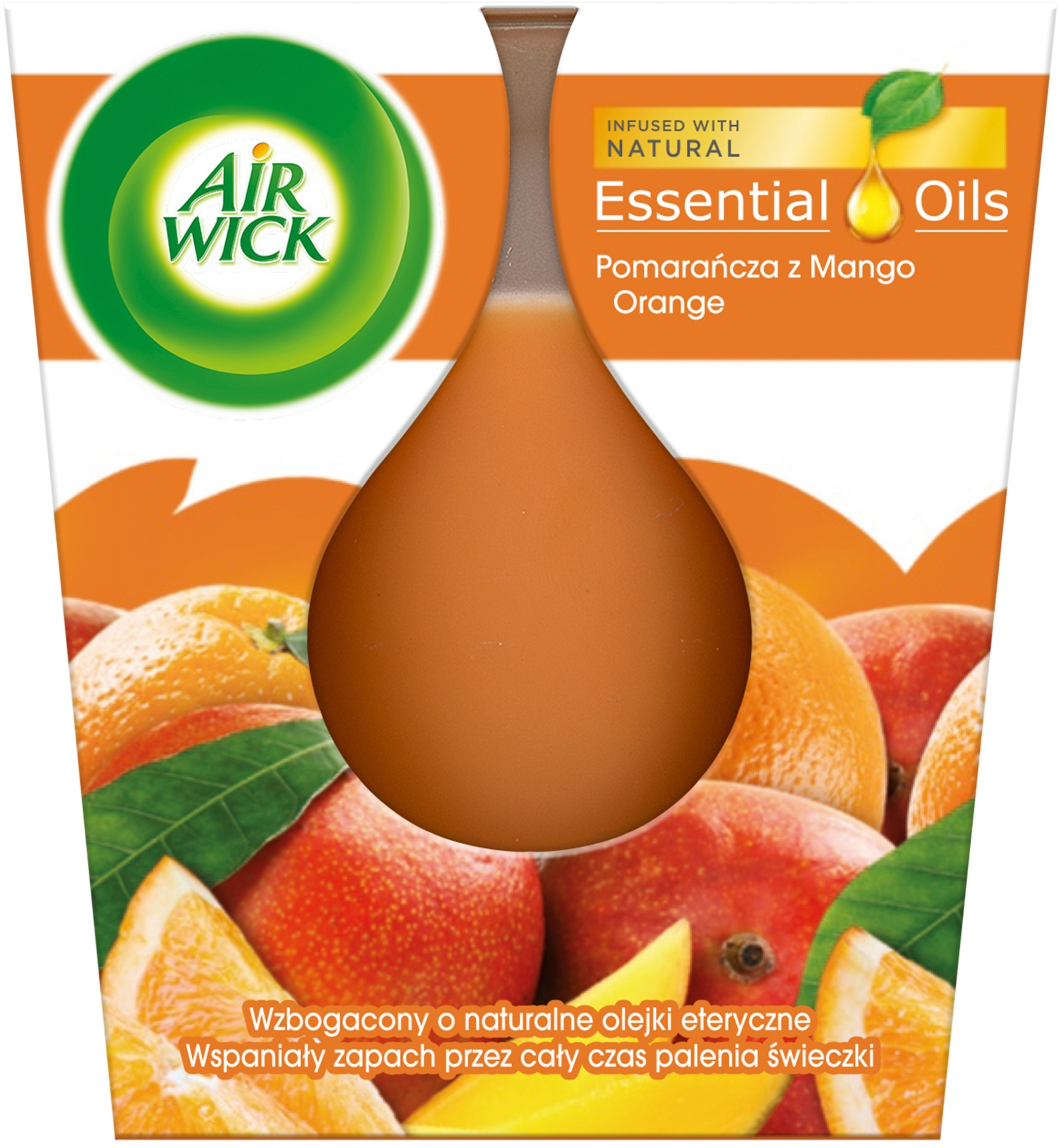 Air Wick Essential Oils – Świeczka zapachowa Pomarańcza z Mango 105 g
