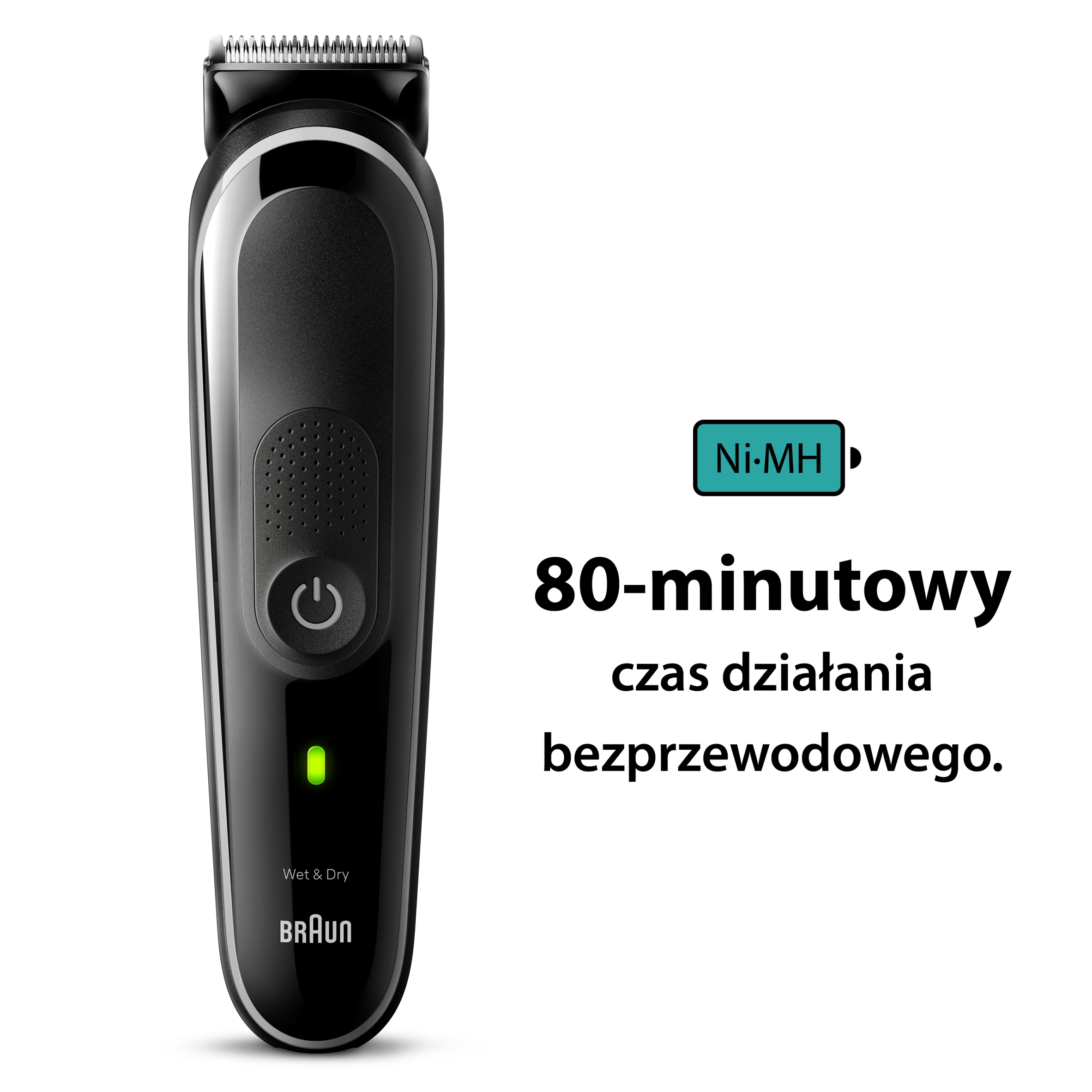 Bezprzewodowa wygoda – Czas pracy do 80 minut
