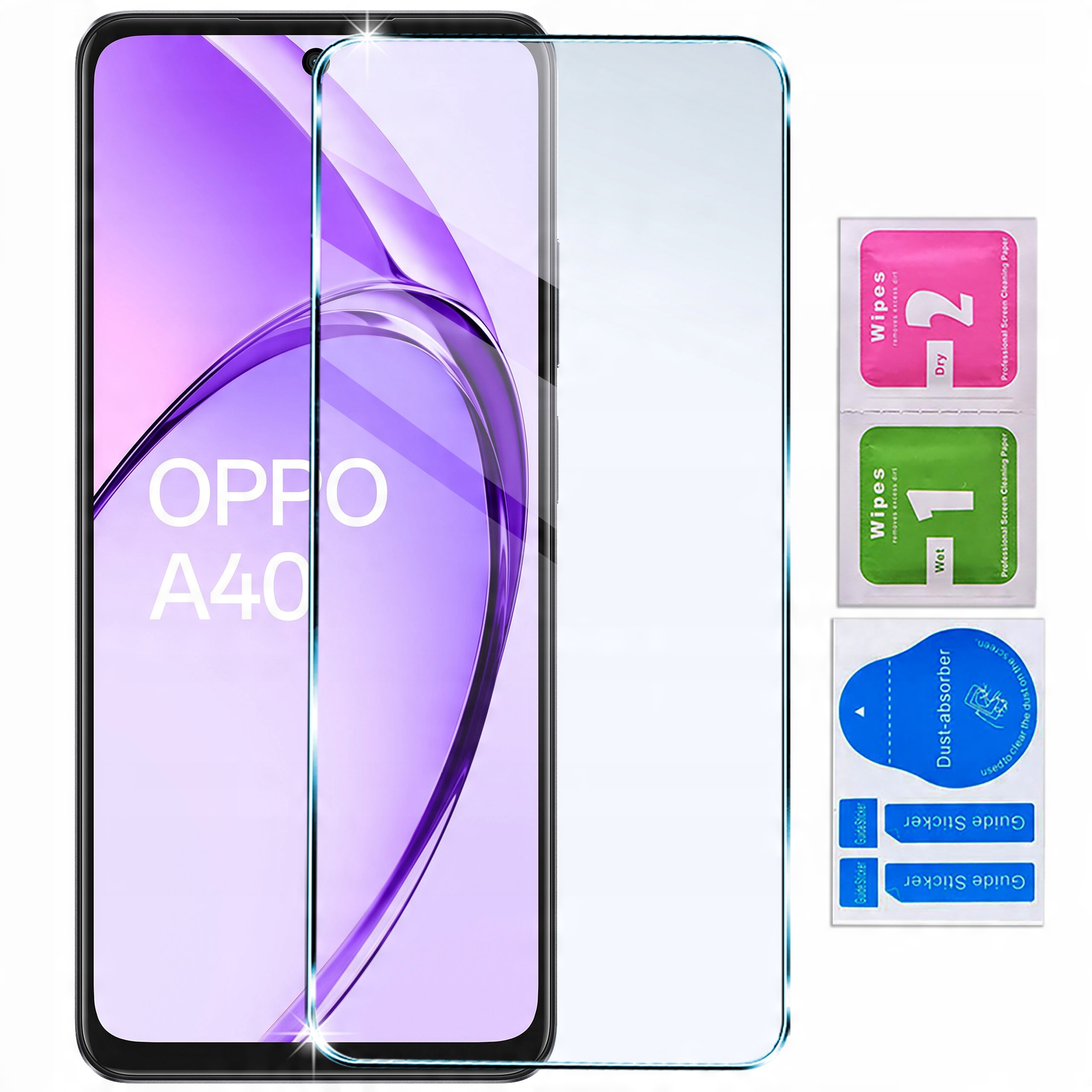 Zestaw zawiera etui, szkło hartowane 9H i akcesoria do czyszczenia