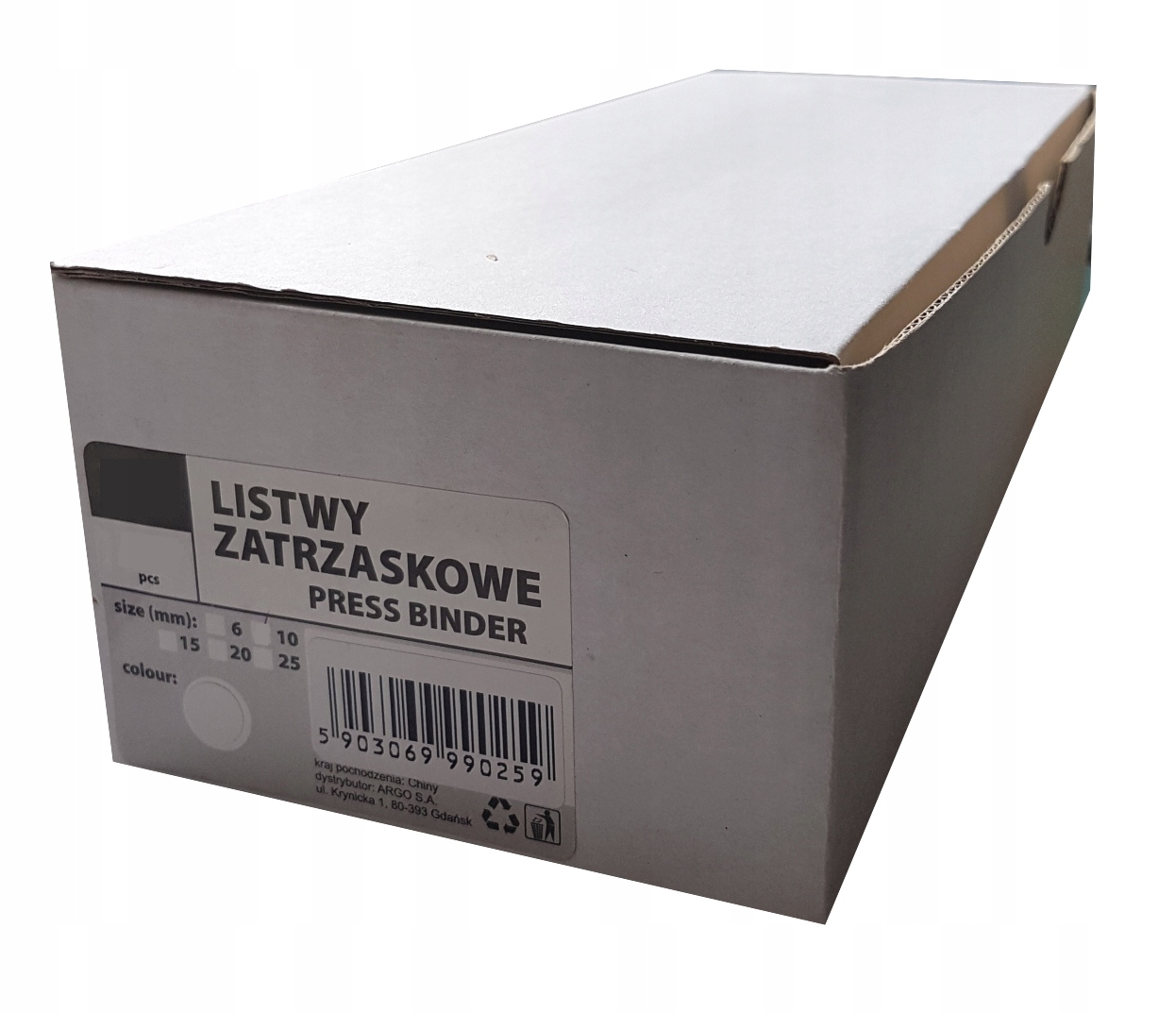 Argo LISTWY ZATRZASKOWE 25MM ARGO GREENBINDER 421251 BIAŁE – Idealne do oprawy dokumentów