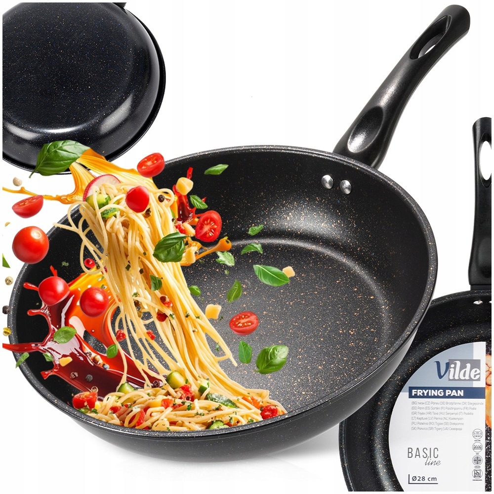 Patelnia granitowa 28 cm głęboka BASIC LINE – Idealna do smażenia i duszenia