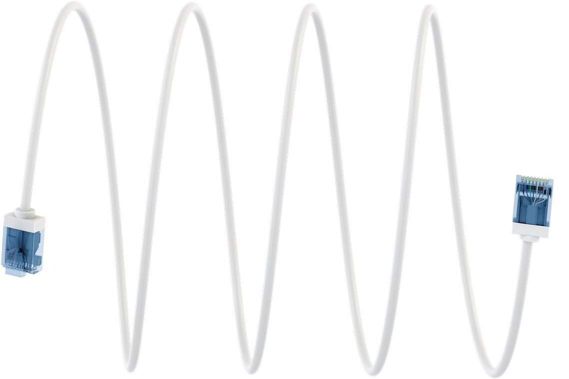 Ultra-elastyczny CAT 6A kabel krosowy, slim, U/UTP, biały - Długość kabla 10 m