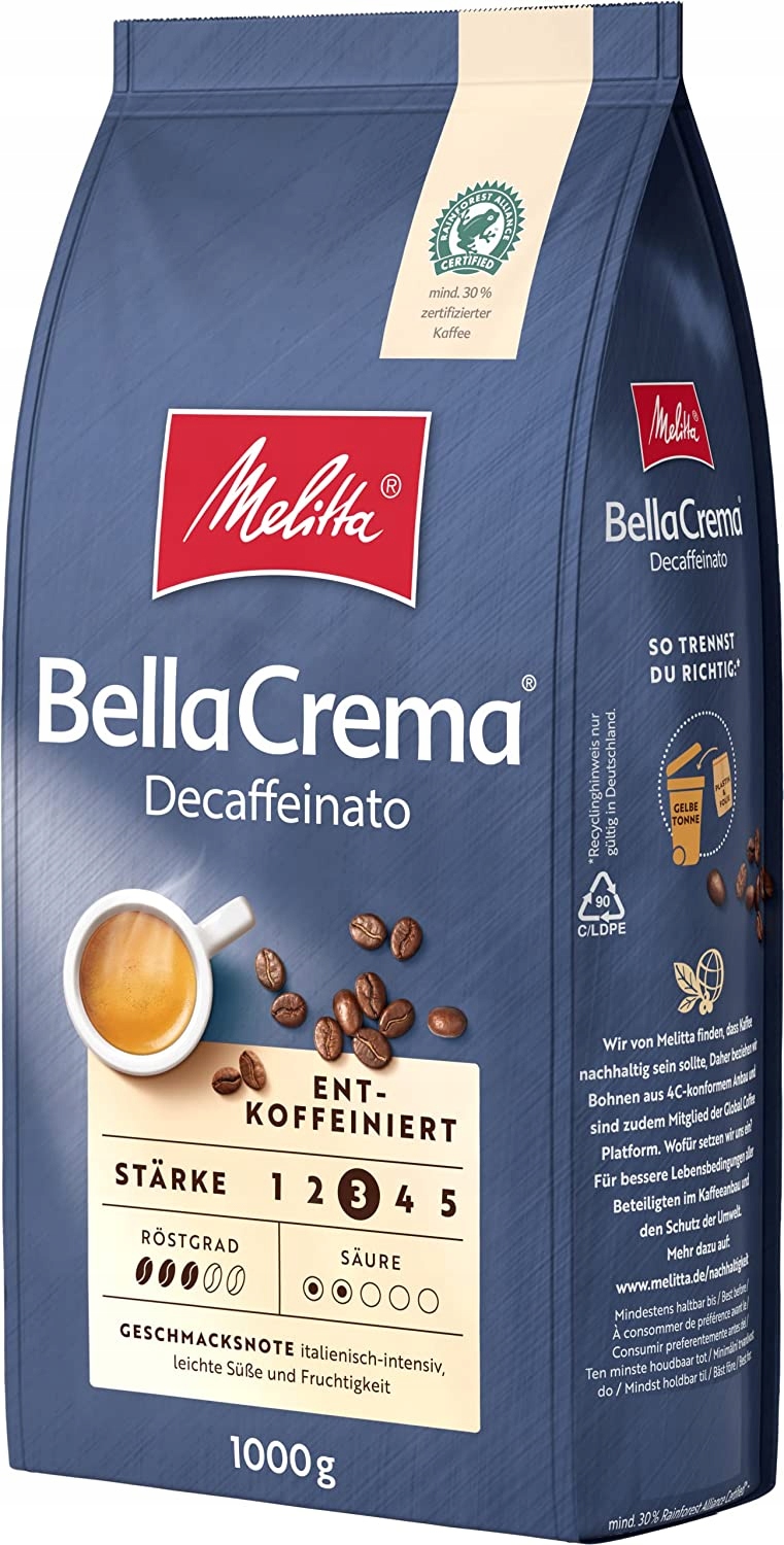 Melitta BellaCrema Decaffeinato – Kawa bezkofeinowa dla smakoszy