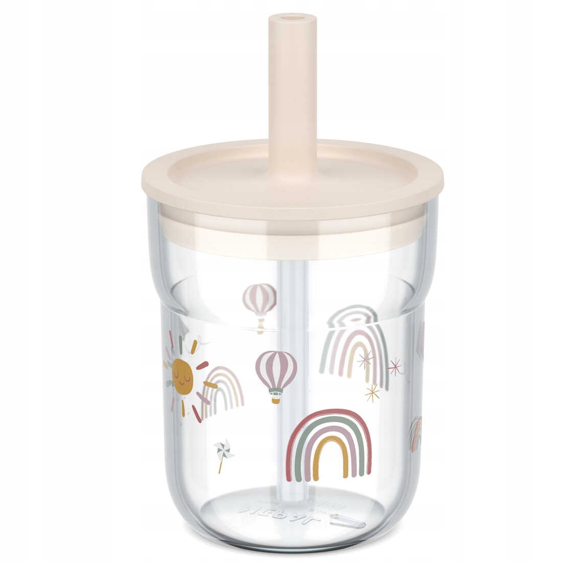 Szklanka dziecięca ze słomką MIO 250ml Sunshine & Rainbow – Idealna dla małych rączek