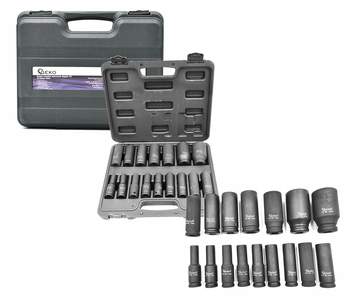 Geko Zestaw nasadek udarowych długich 1/2