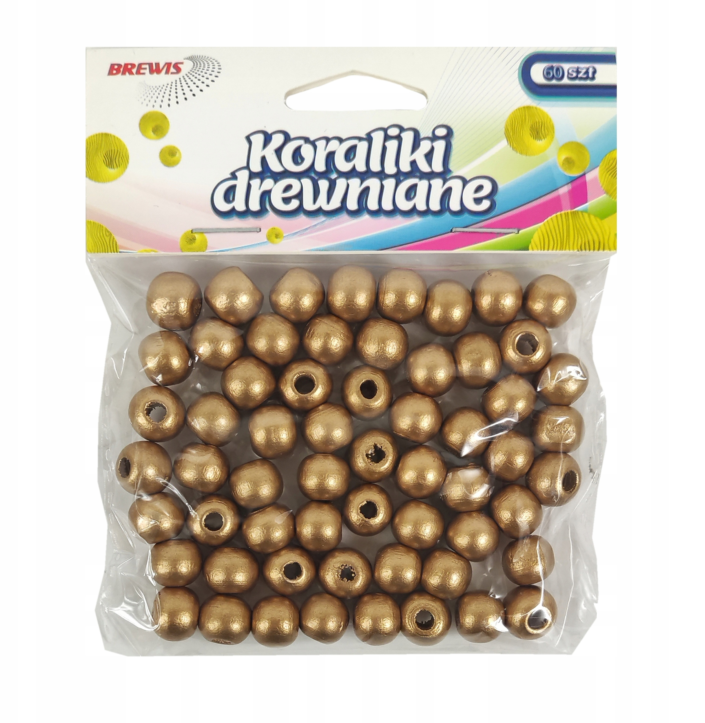 Koraliki drewniane do nawlekania złote 10mm 60szt – Twórz piękne projekty DIY