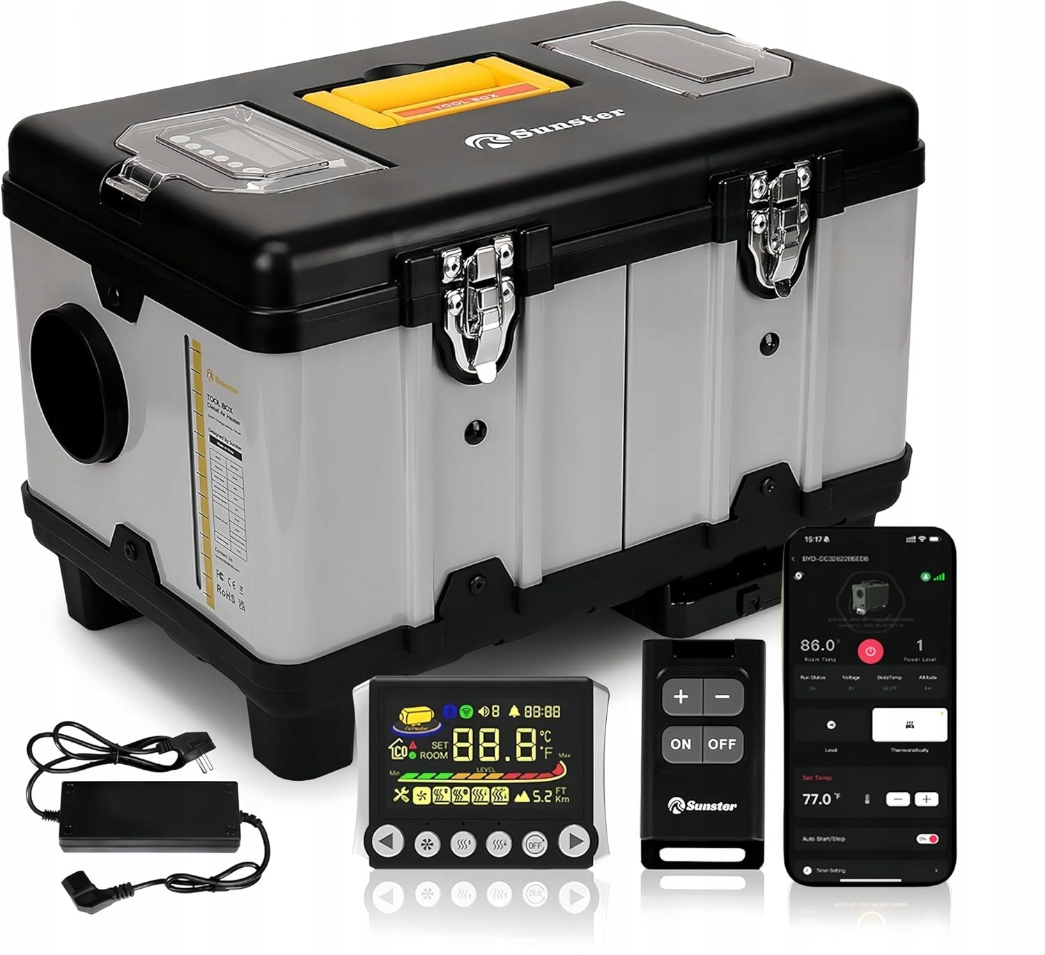 Sunster TB10 Nagrzewnica powietrza na olej napędowy 12/24V i 110-240V 8 kW – Wydajne ogrzewanie w każdych warunkach