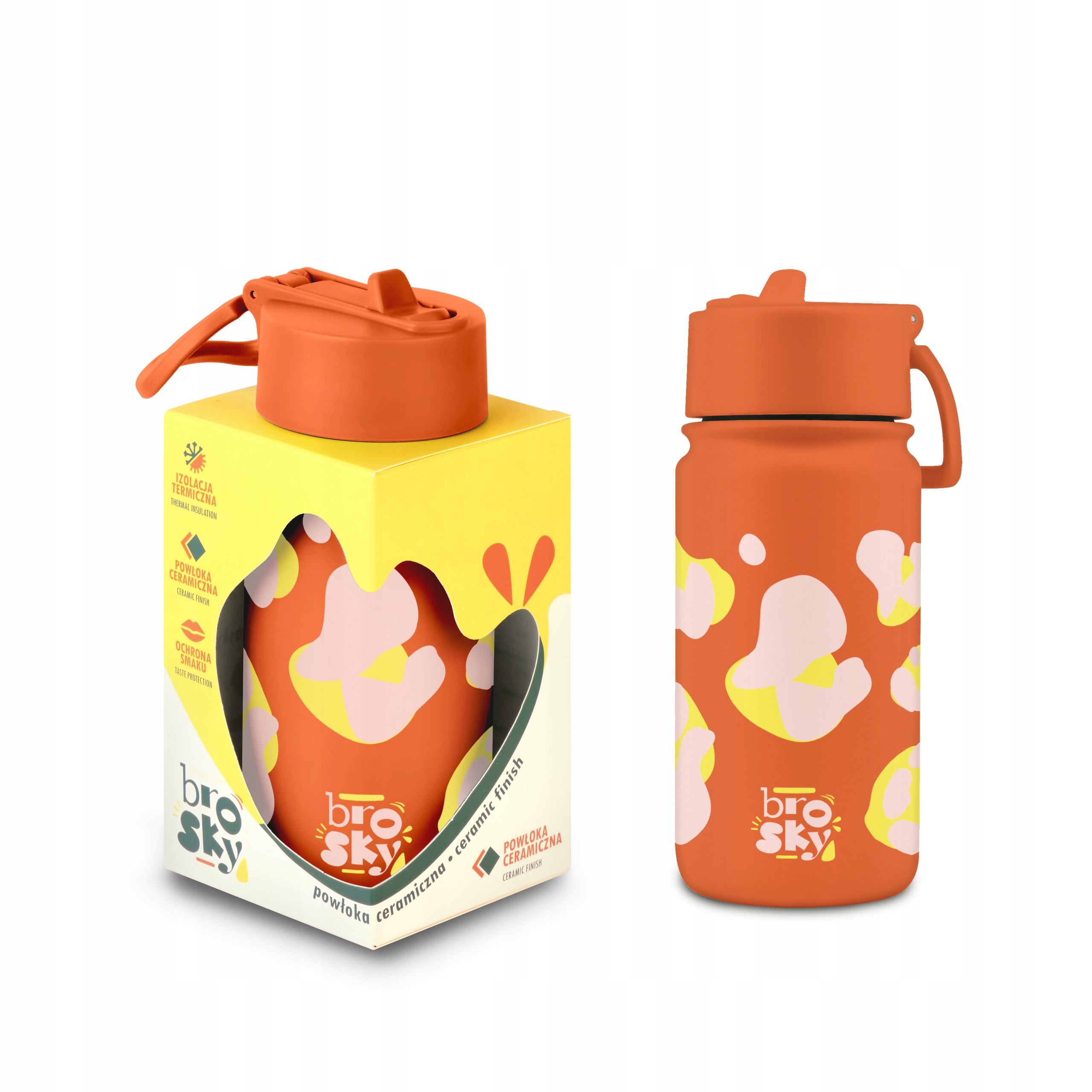 Brosky Wild Ceglasty bidon na wodę z nadrukiem 450 ml – Idealny towarzysz na co dzień