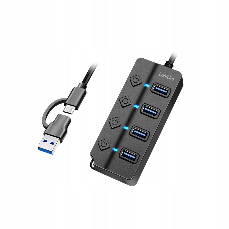 Hub USB LogiLink USB 3.2 Gen1 4-Port Ein-/Ausschalter – Rozszerz swoje możliwości
