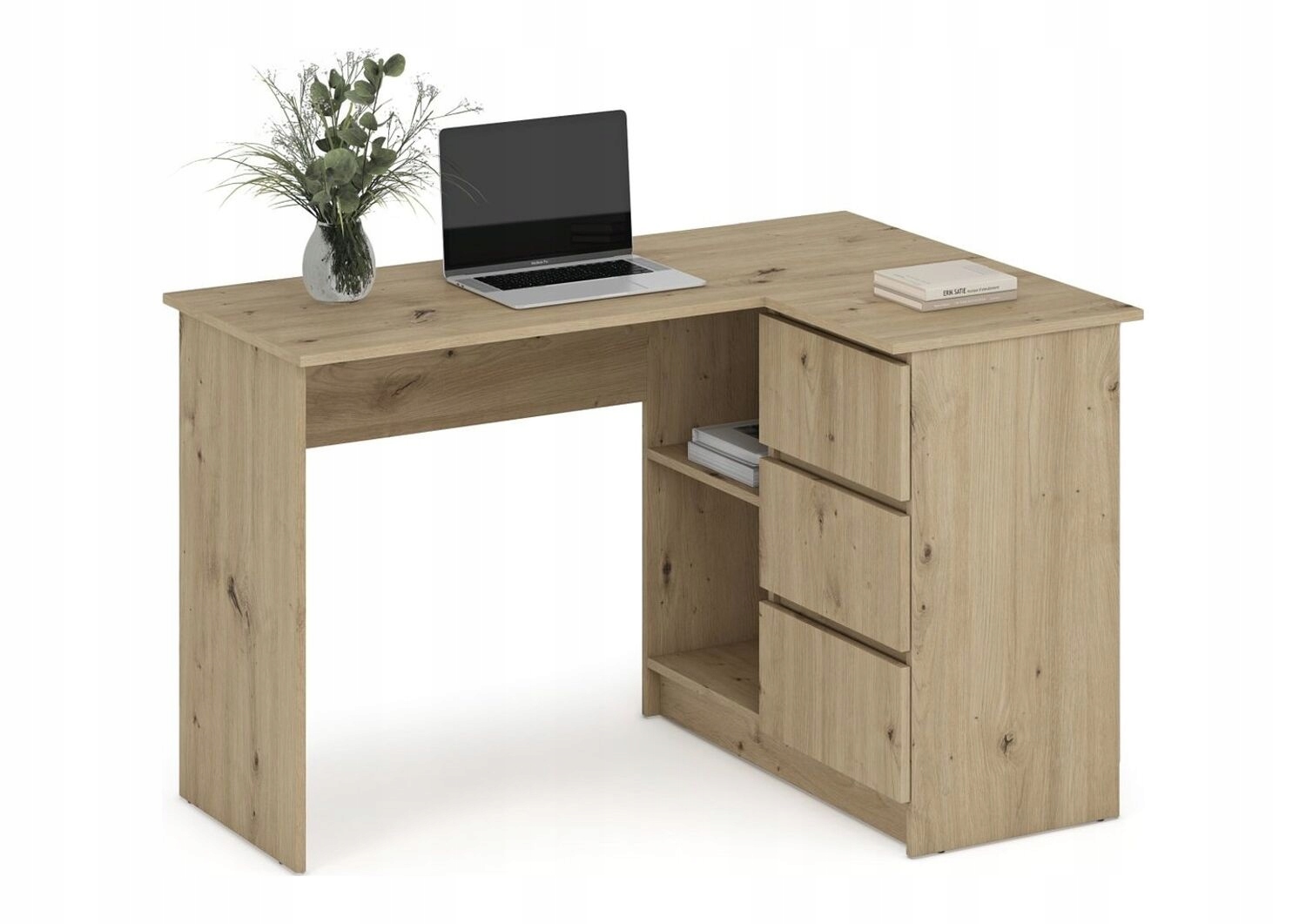 Biurko narożne BEGA dąb artisan HALMAR – Idealne do Twojego biura