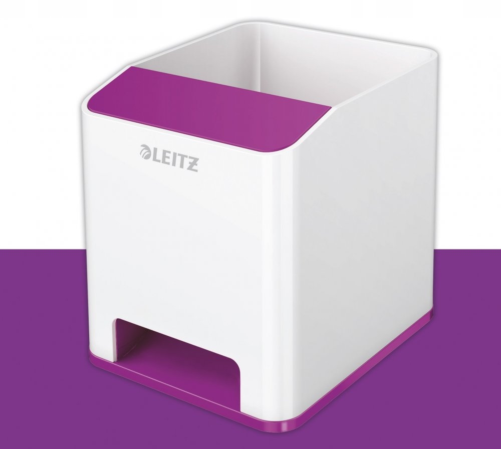 Stylowy design i unikalne kolory – Biało-fioletowy pojemnik na długopisy