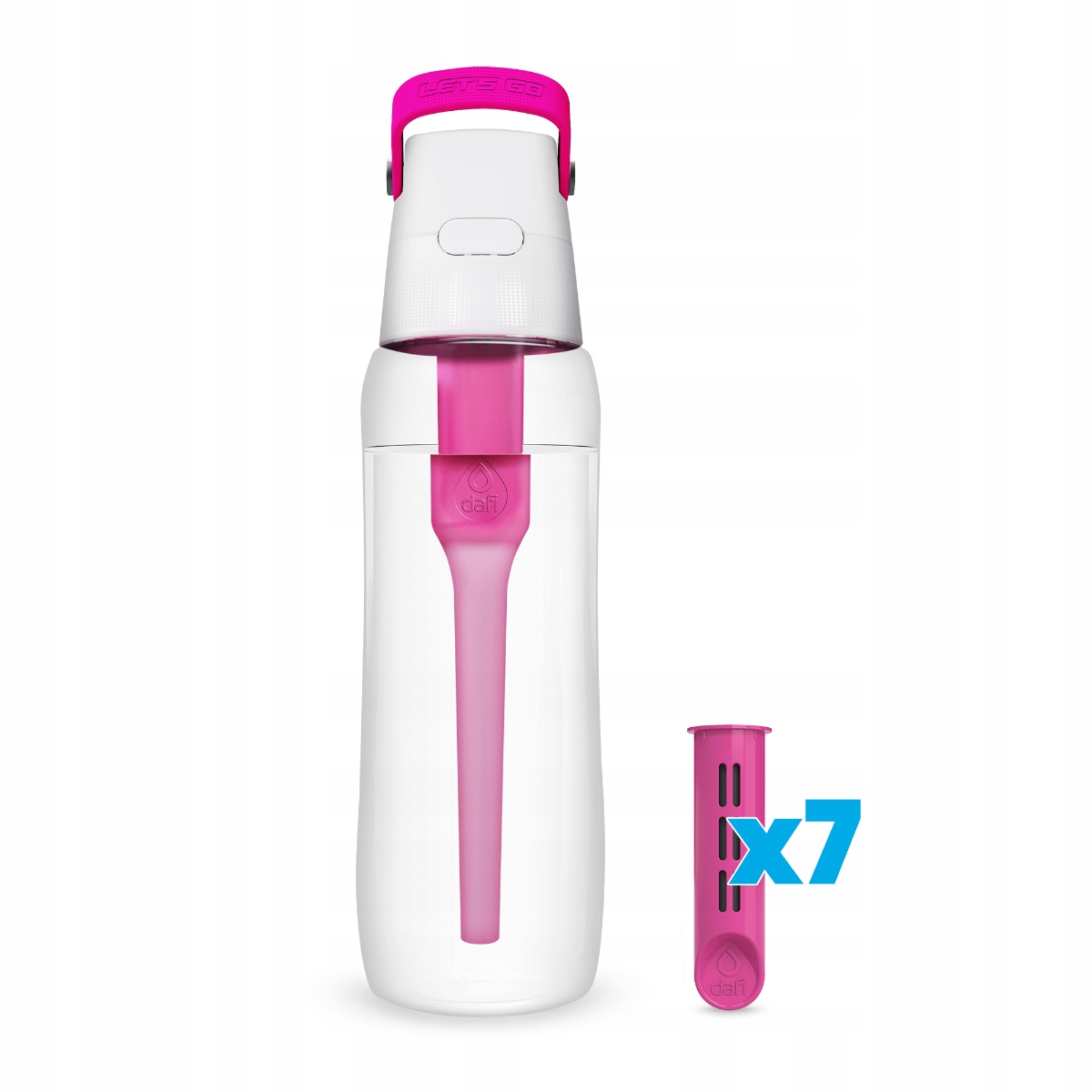 Butelka filtrująca Dafi SOLID 0,7 l flamingowa z 7 filtrami – Idealne rozwiązanie dla zdrowego nawodnienia