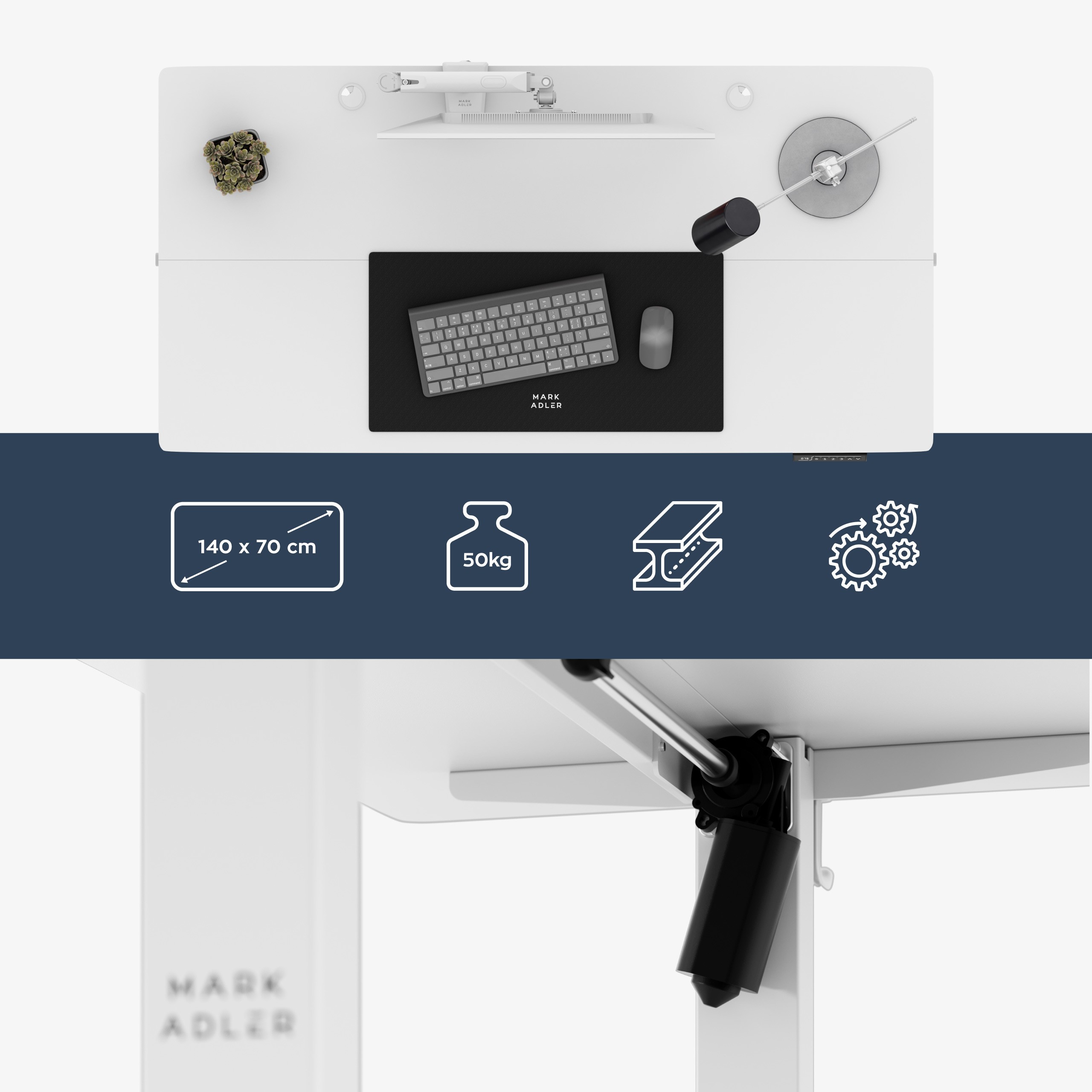 Przestronny blat o wymiarach 140 × 70 cm – Idealne miejsce do pracy