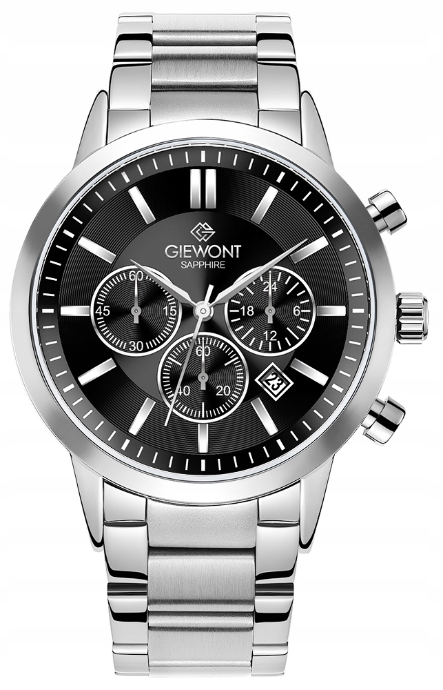 Zegarek Męski Giewont Chronograph Sapphire Srebrno Czarny GW8510-B1 – Elegancja i funkcjonalność w jednym