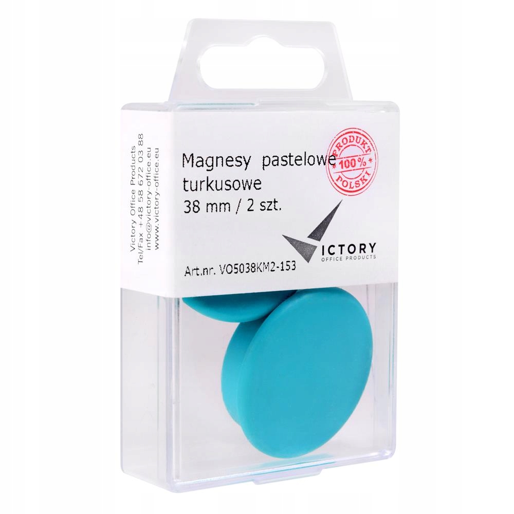 MAGNESY VICTORY OFFICE 38MM 2SZT. PASTELOWE TURKUSOWE – Idealne do biura i domu