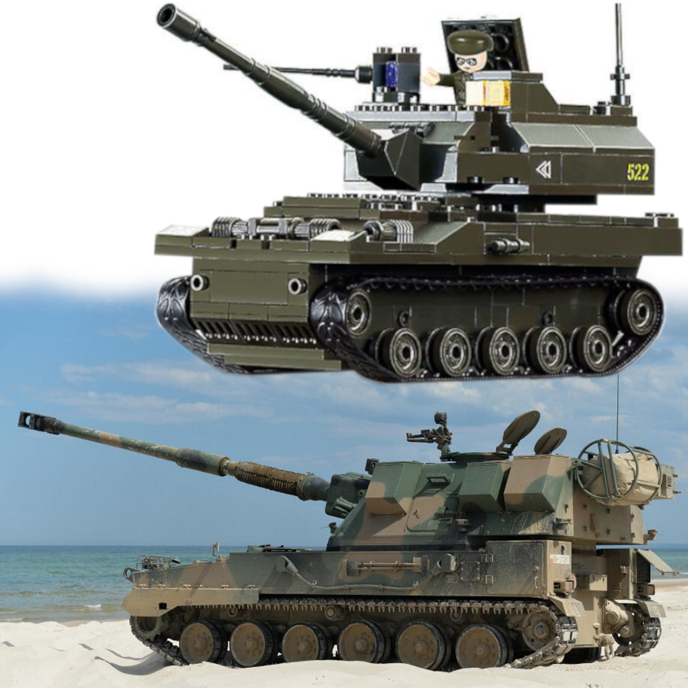 Klocki Czołg Armata Haubica Krab + Motor + Wojsko Tomdorix