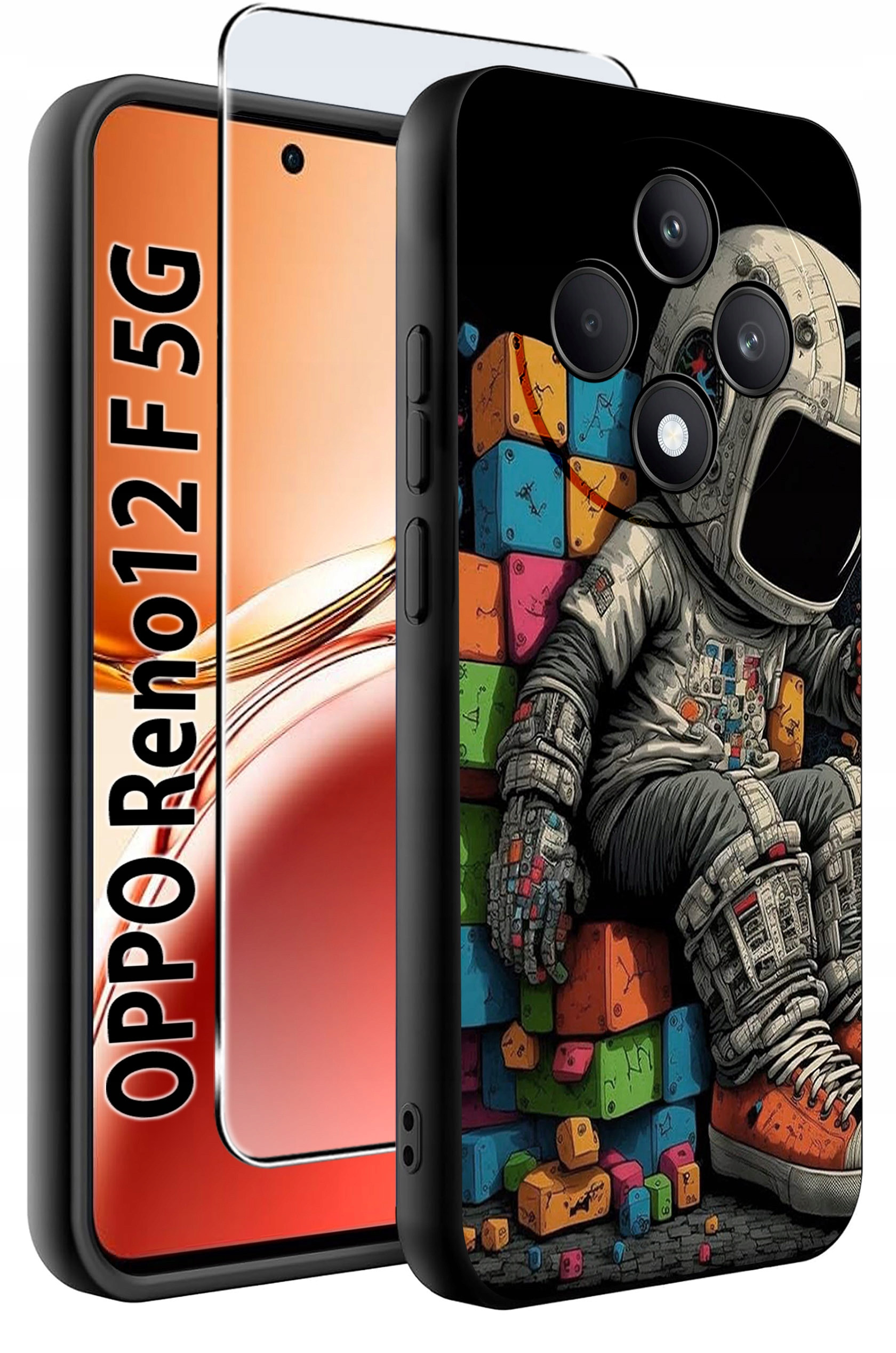 Etui do Oppo Reno 12 F 5G | 12 FS 5G WZORY | Silikonowe Matt Case + Szkło Hartowane 9H