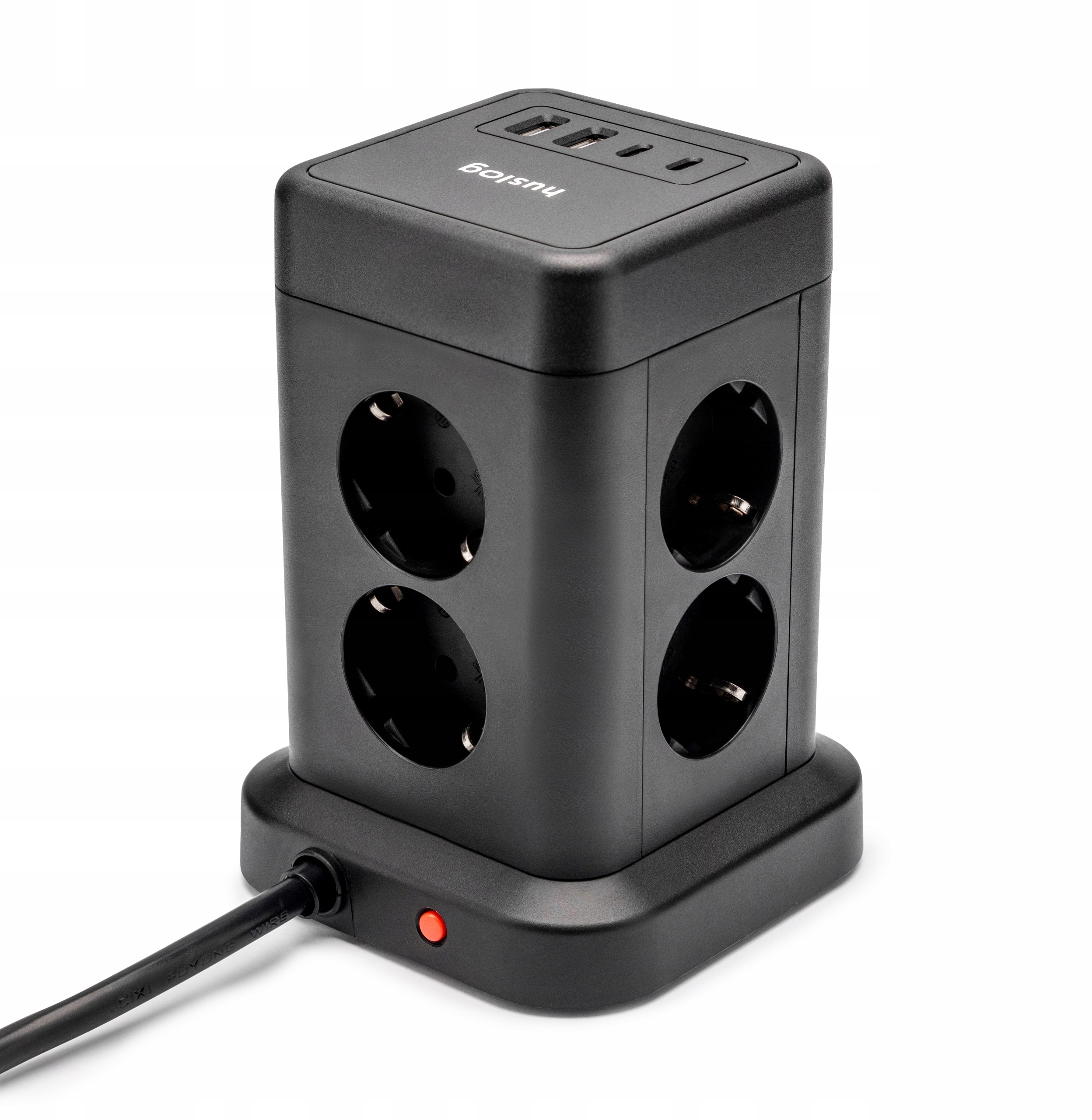 Huslog Przedłużacz pionowy z USB – Idealne rozwiązanie dla Twojego biura i domu