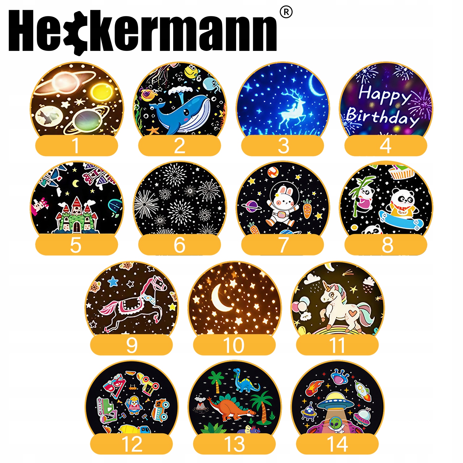 Zestaw projekcyjny z różnorodnymi motywami