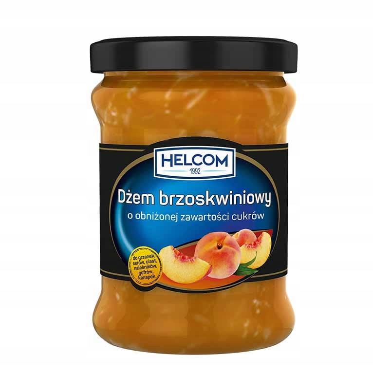 Dżem brzoskwiniowy o obniżonej zawartości cukrów Helcom 320 g – smak brzoskwiń