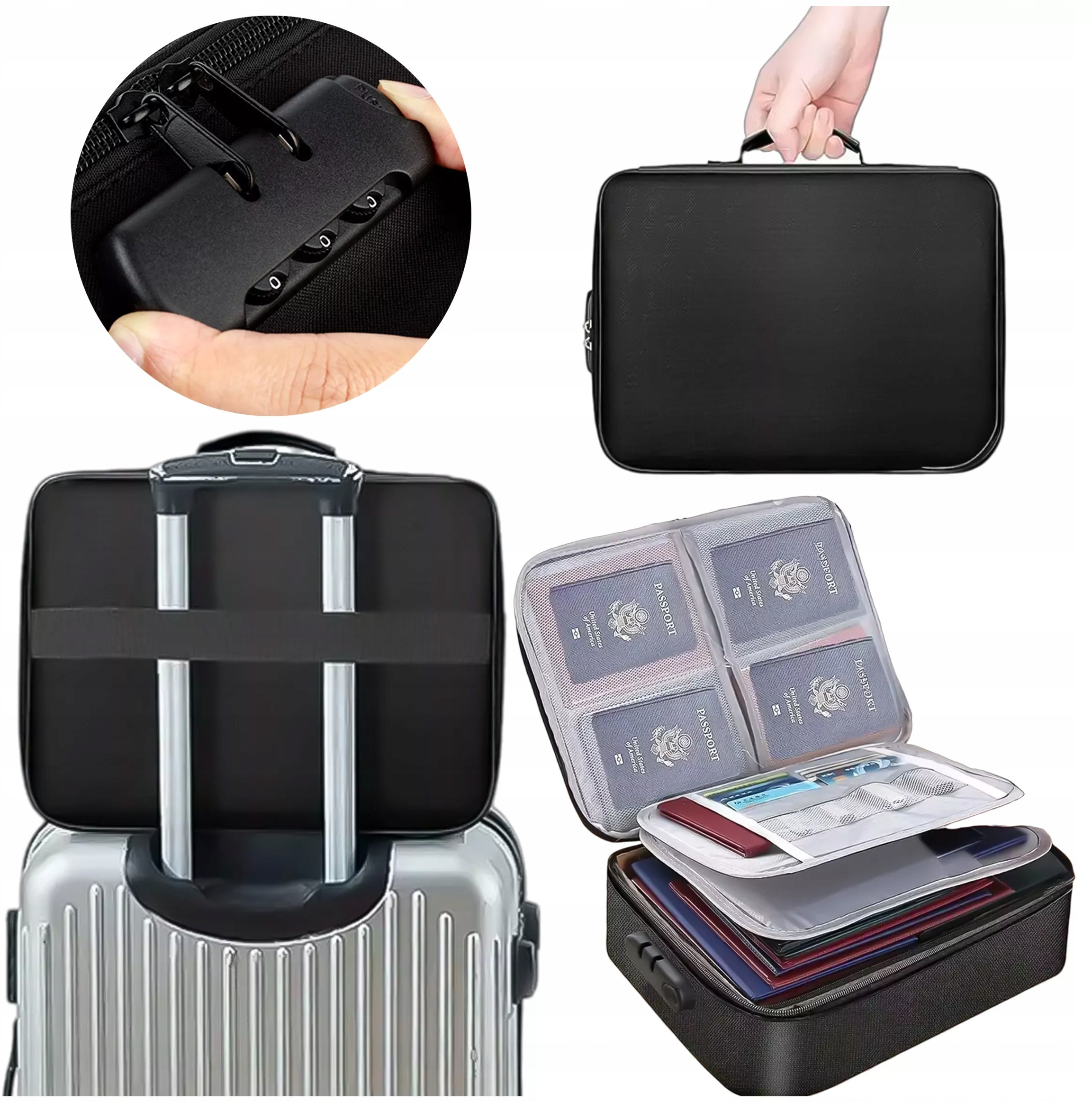 Walizka torba podróżna Alogy Bag for Documents with Number Lock - 37x26x11cm Czarna – Idealny towarzysz podróży