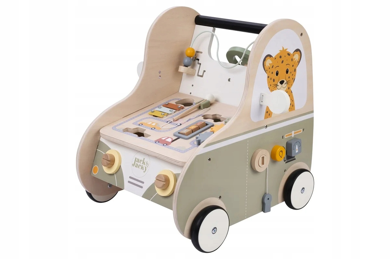 Chodzik pchacz edukacyjny drewniany – Zabawa i rozwój w jednym!