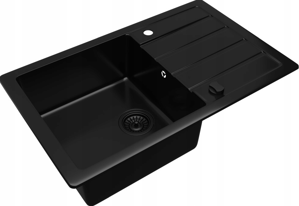 Wysokiej jakości granitowy zlew Kernau KGSQ 5077 1B1D Deep Black