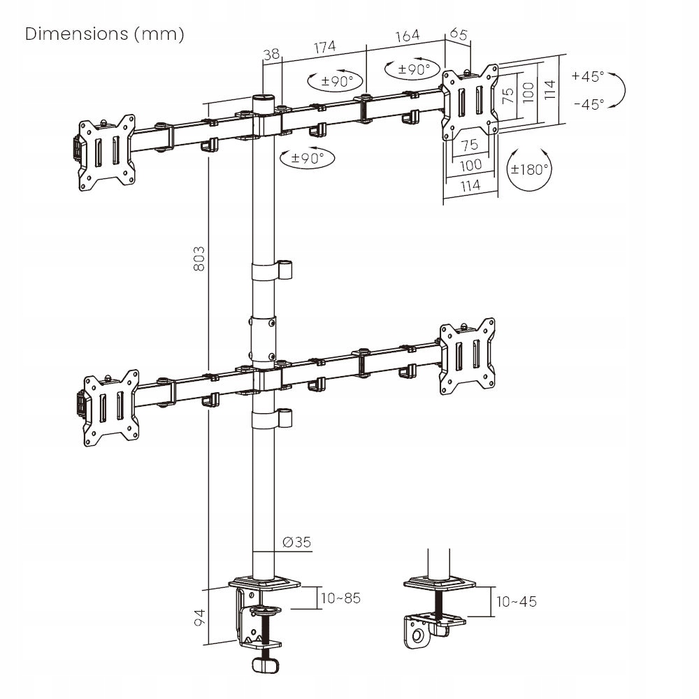 Szeroka kompatybilność z monitorami VESA