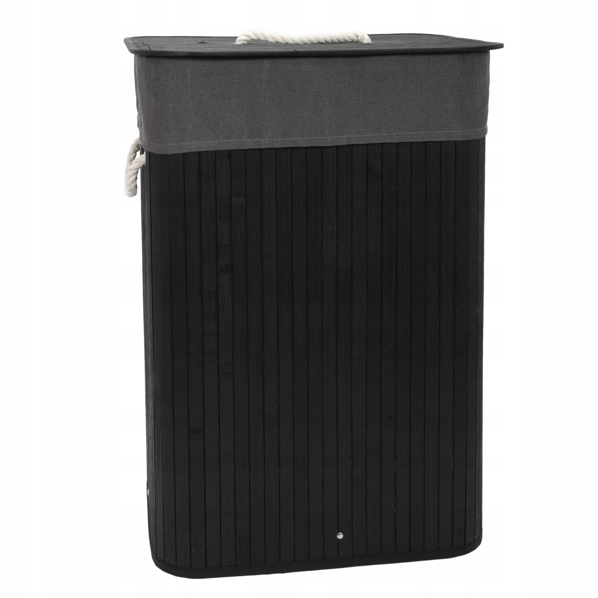 Czarny kosz na pranie z bambusa, 80 l – Elegancka organizacja prania
