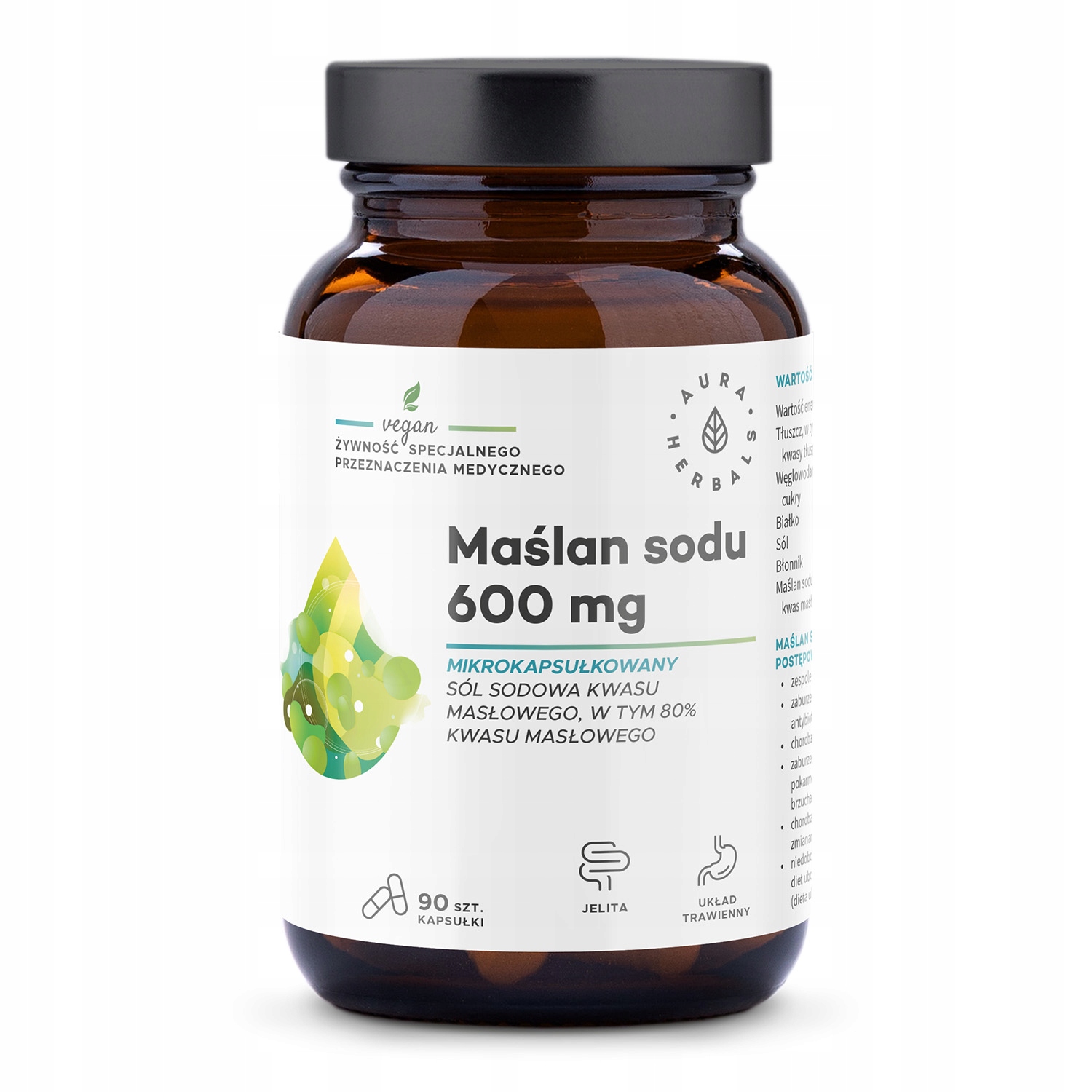 Maślan sodu mikrokapsułkowany 600 mg – Suplement diety dla zdrowia jelit